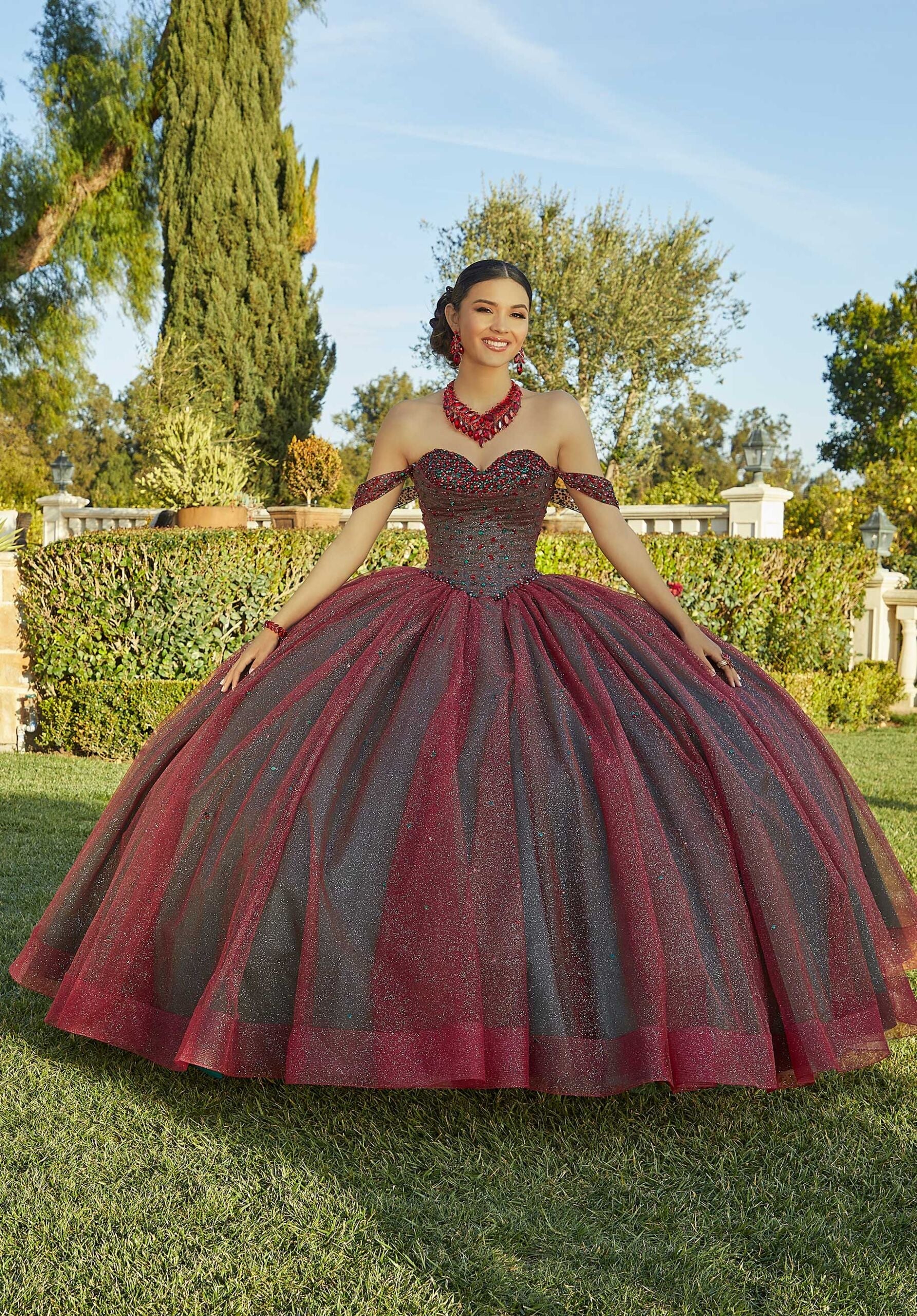 Allover Glitter and Jewel Beaded Quinceañera Dress - Image 5