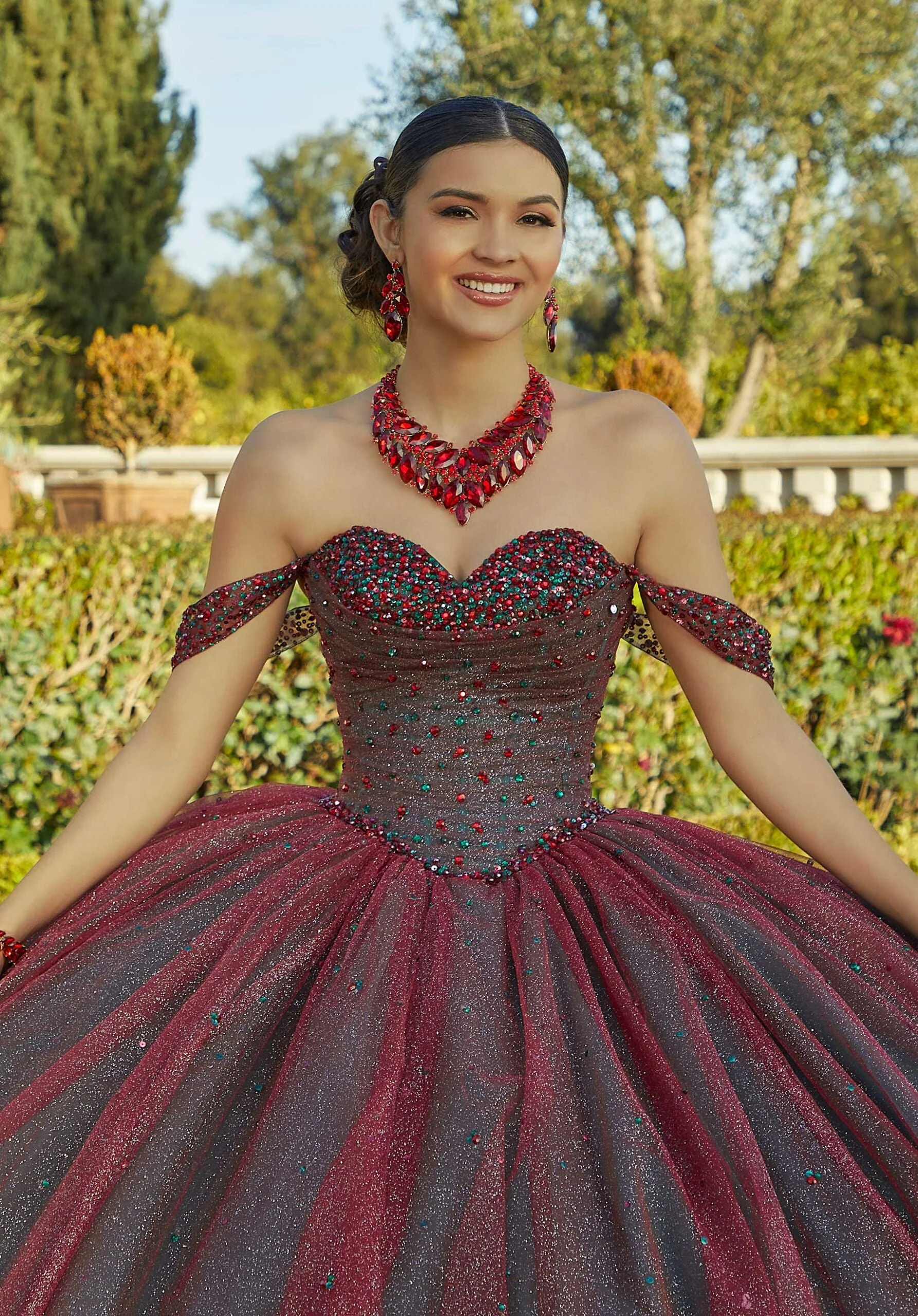 Allover Glitter and Jewel Beaded Quinceañera Dress - Image 6