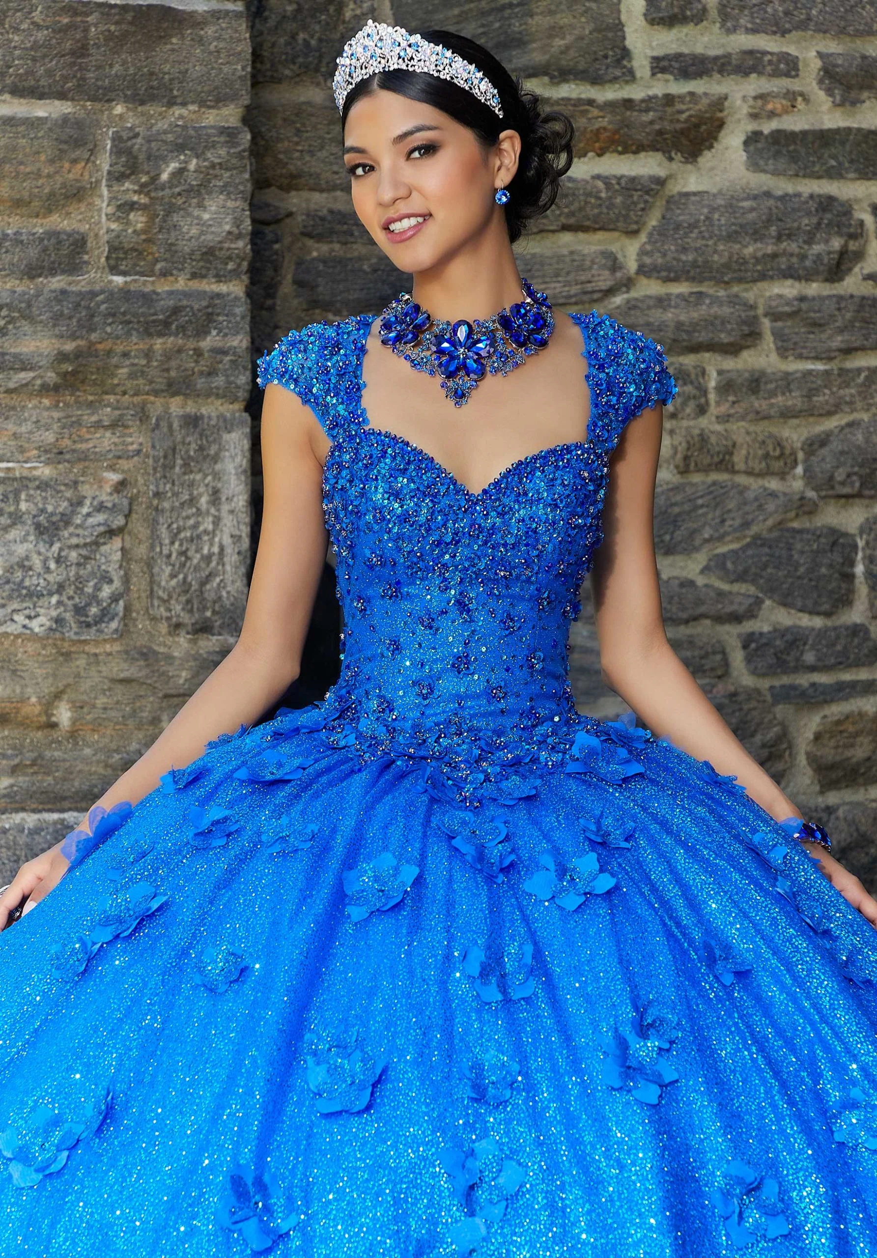 Allover Glitter Tulle Quinceañera Dress - Image 4