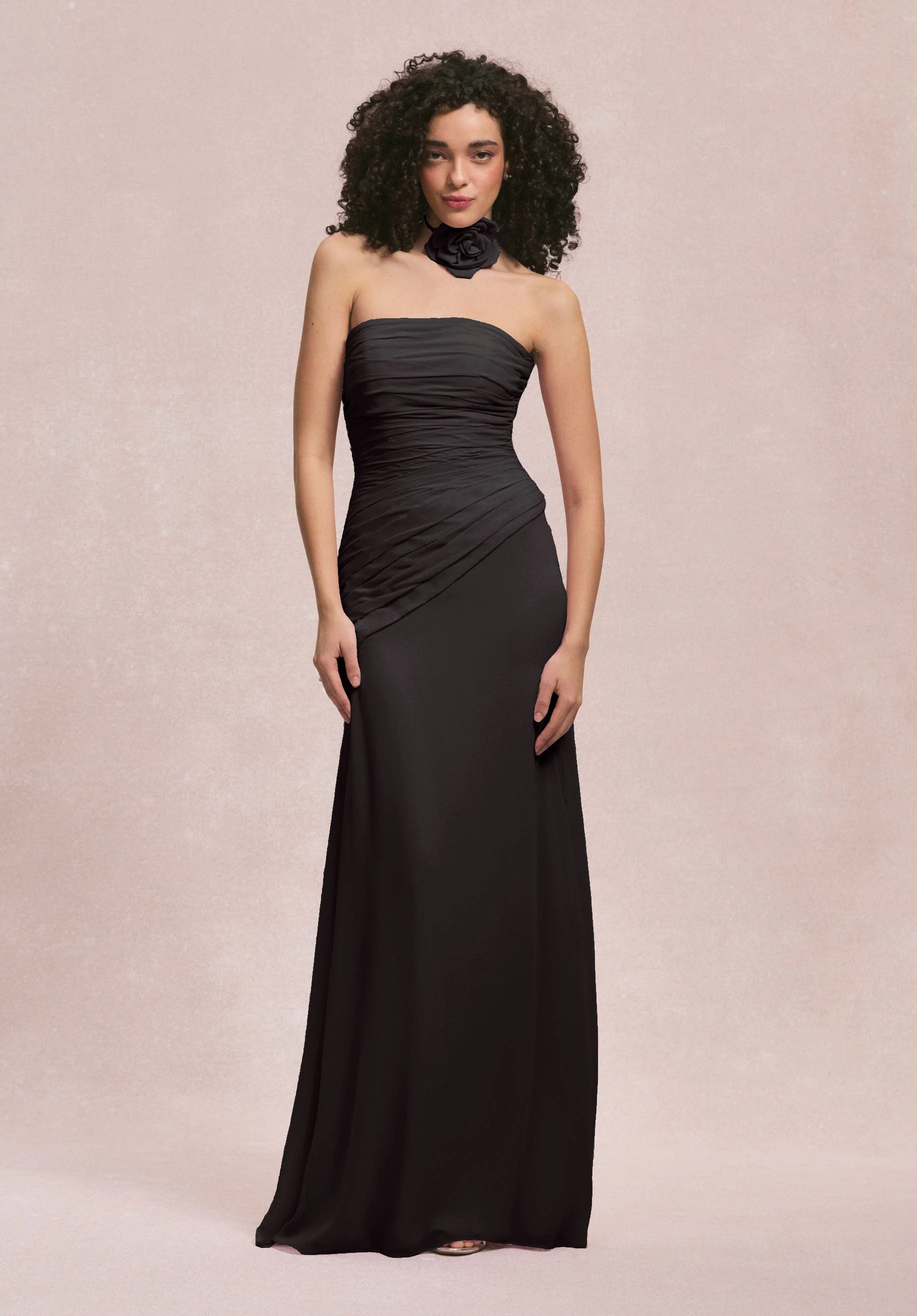 Asymmetric Dropped Waist Chiffon Bridesmaid Dress - Image 10