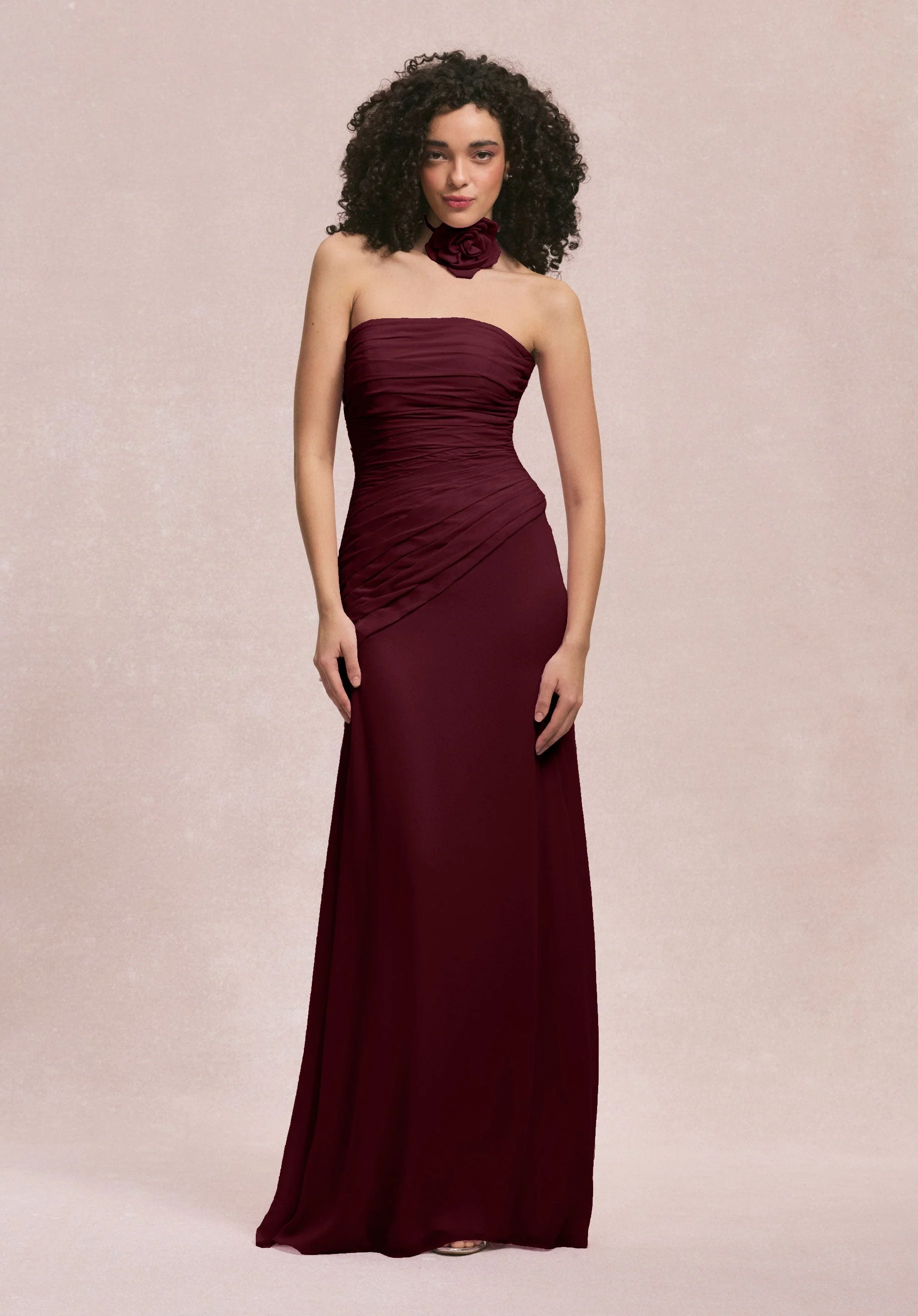 Asymmetric Dropped Waist Chiffon Bridesmaid Dress - Image 14