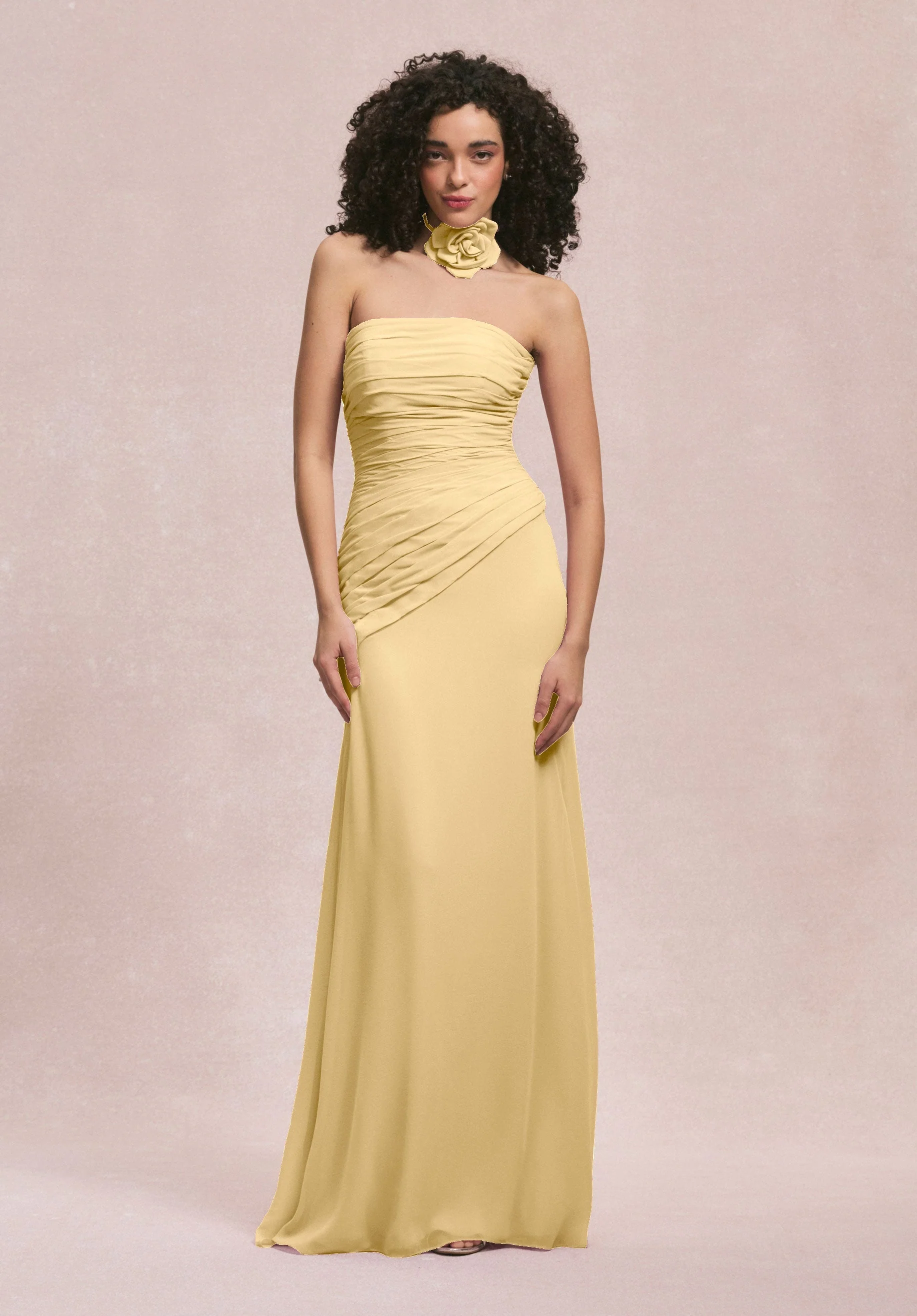 Asymmetric Dropped Waist Chiffon Bridesmaid Dress - Image 16
