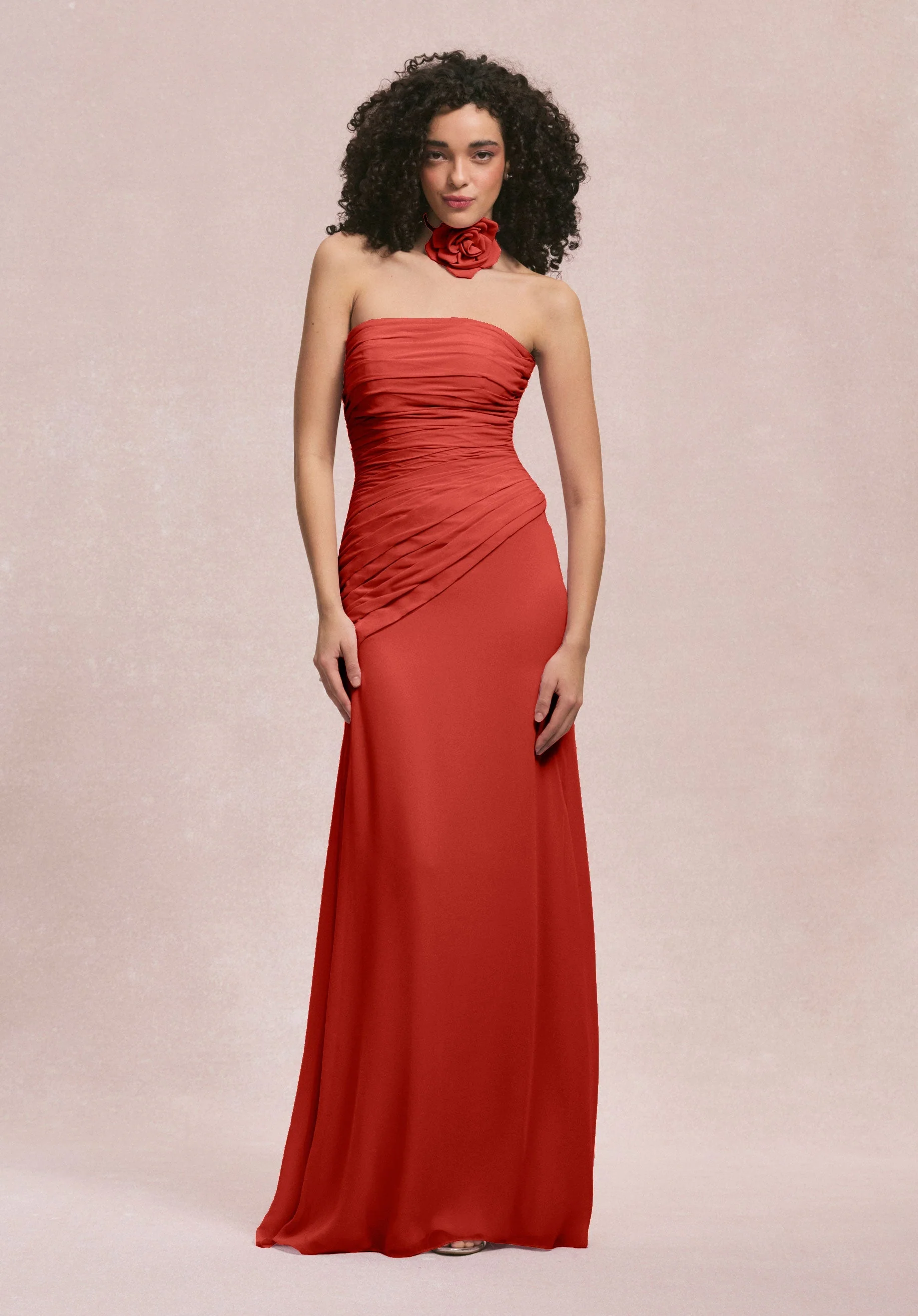 Asymmetric Dropped Waist Chiffon Bridesmaid Dress - Image 20