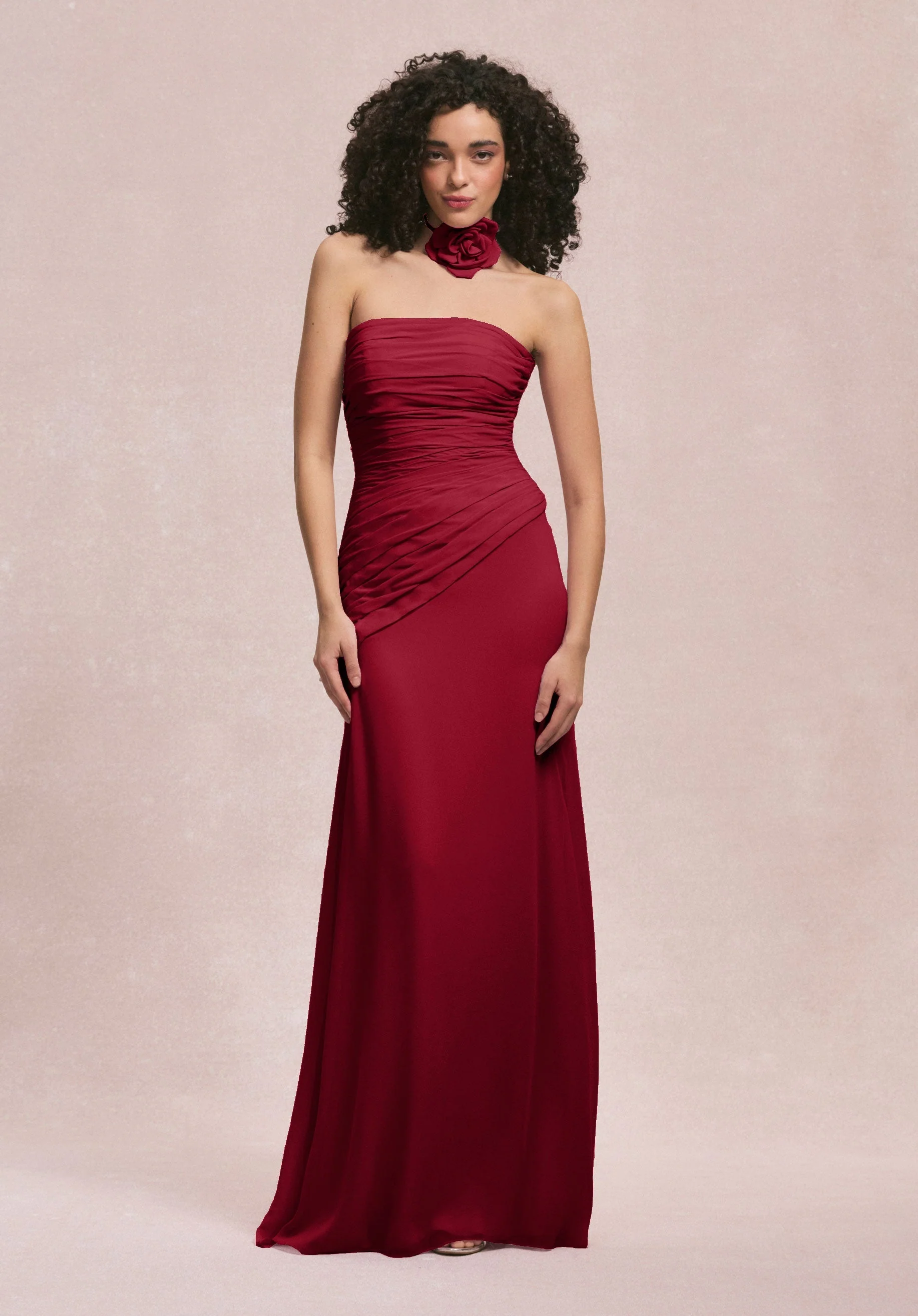 Asymmetric Dropped Waist Chiffon Bridesmaid Dress - Image 21