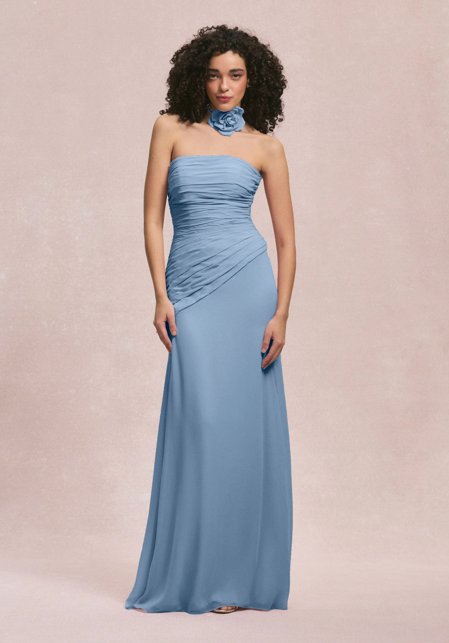 Asymmetric Dropped Waist Chiffon Bridesmaid Dress - Image 22