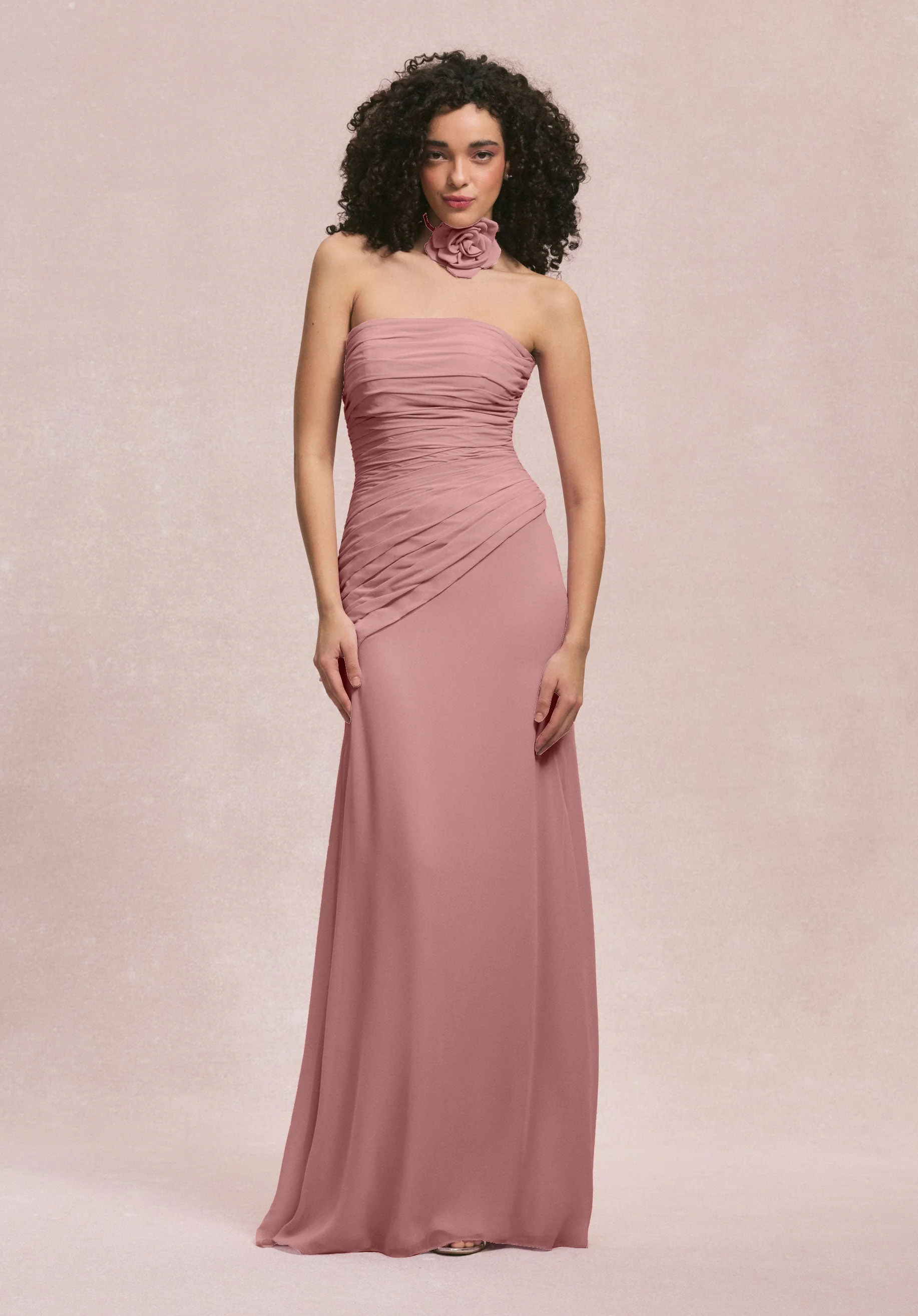 Asymmetric Dropped Waist Chiffon Bridesmaid Dress - Image 24
