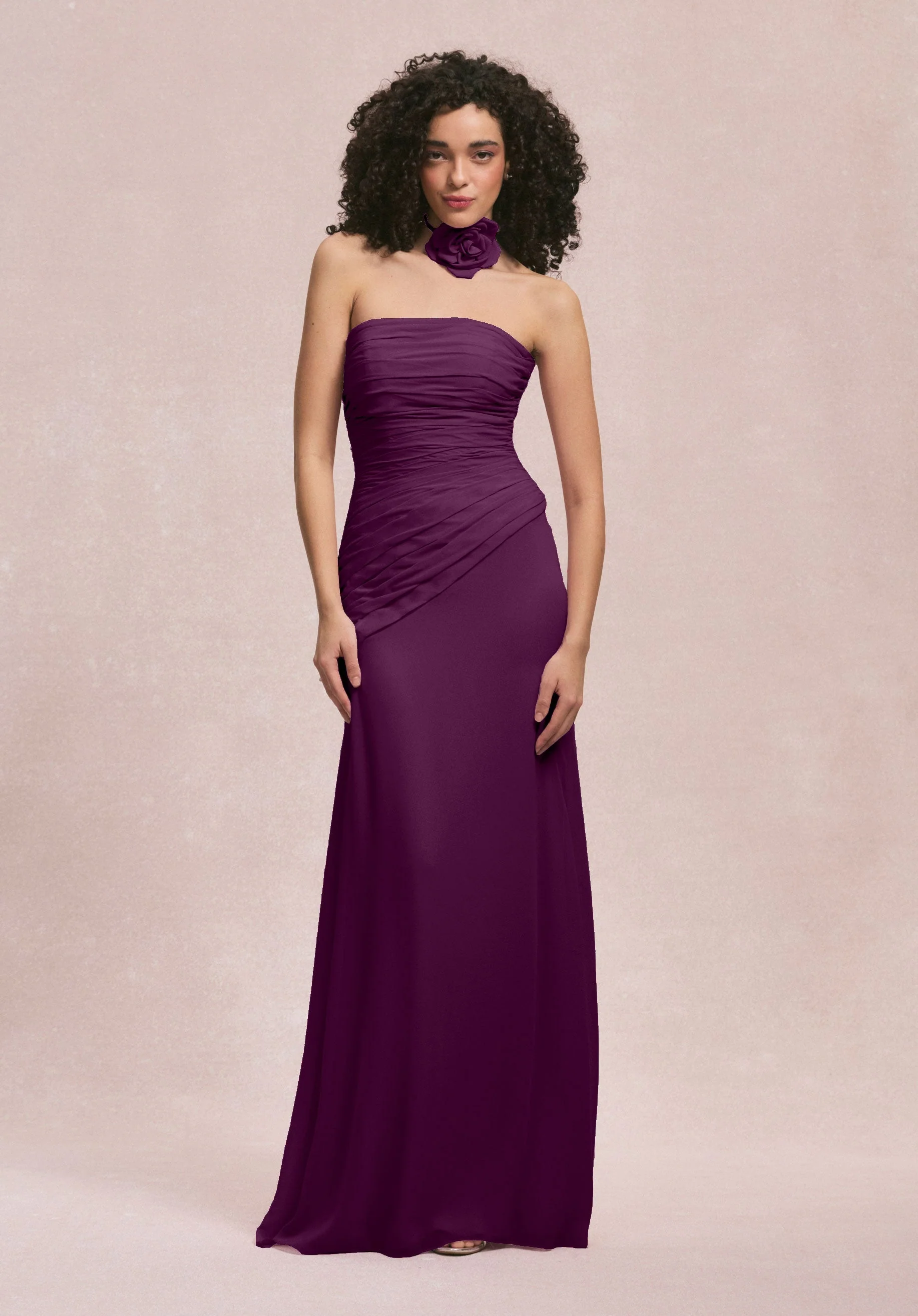 Asymmetric Dropped Waist Chiffon Bridesmaid Dress - Image 28