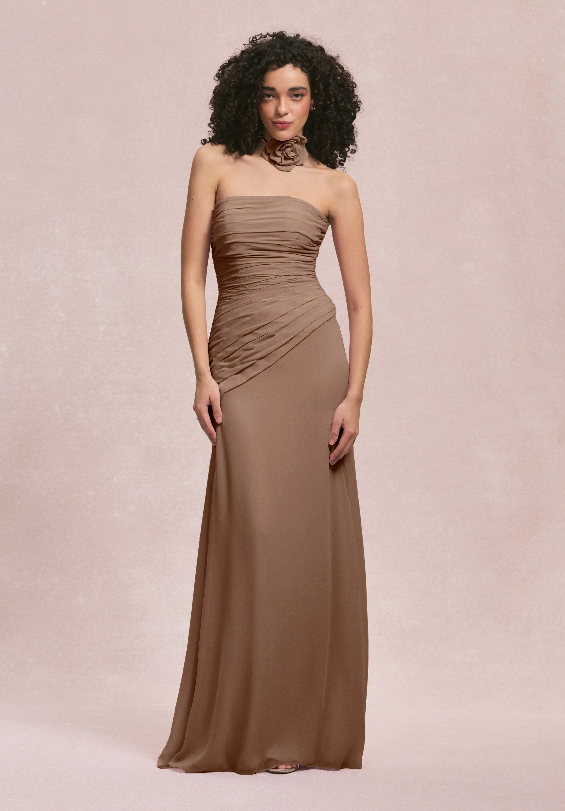 Asymmetric Dropped Waist Chiffon Bridesmaid Dress - Image 30
