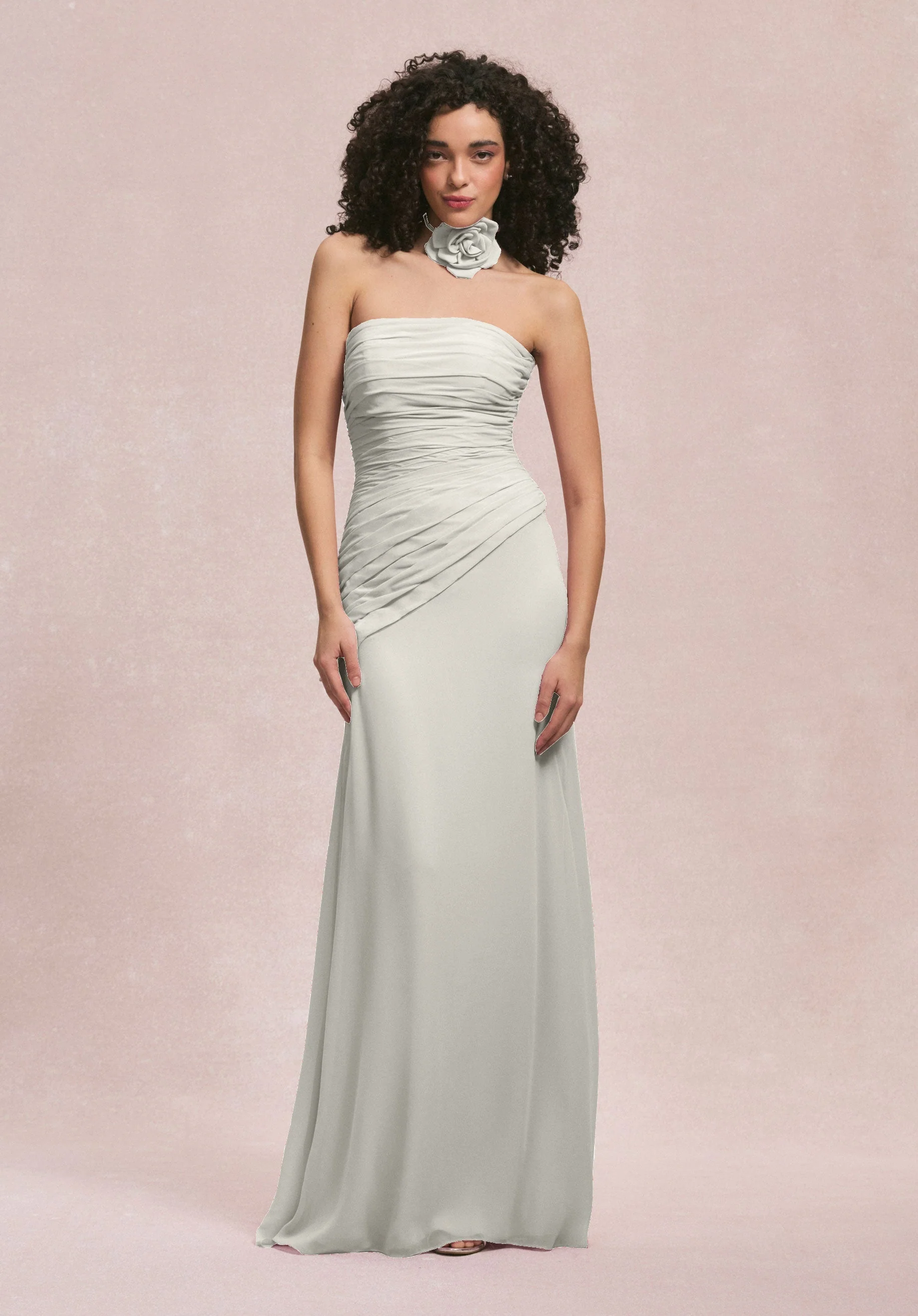 Asymmetric Dropped Waist Chiffon Bridesmaid Dress - Image 33