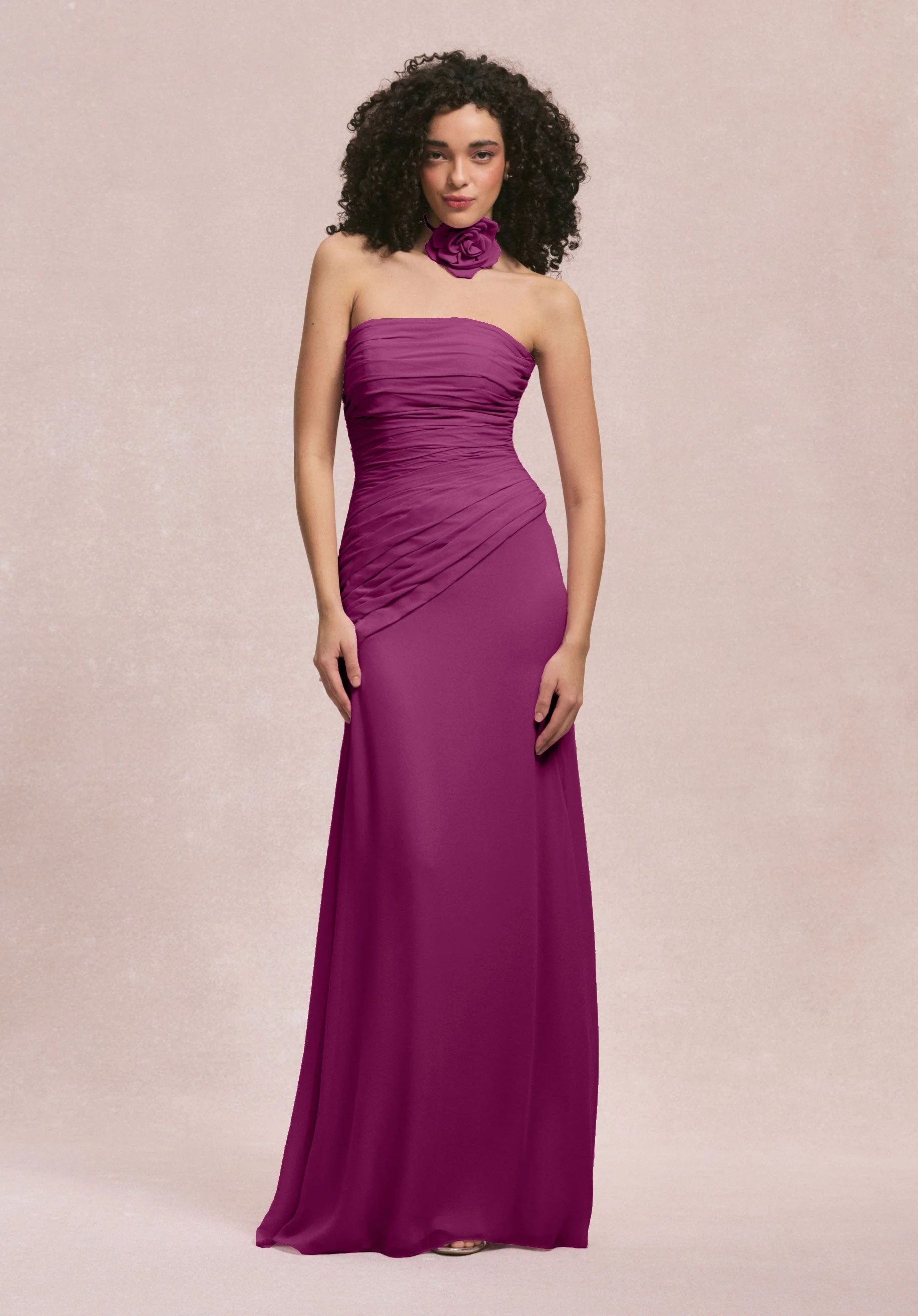 Asymmetric Dropped Waist Chiffon Bridesmaid Dress - Image 38