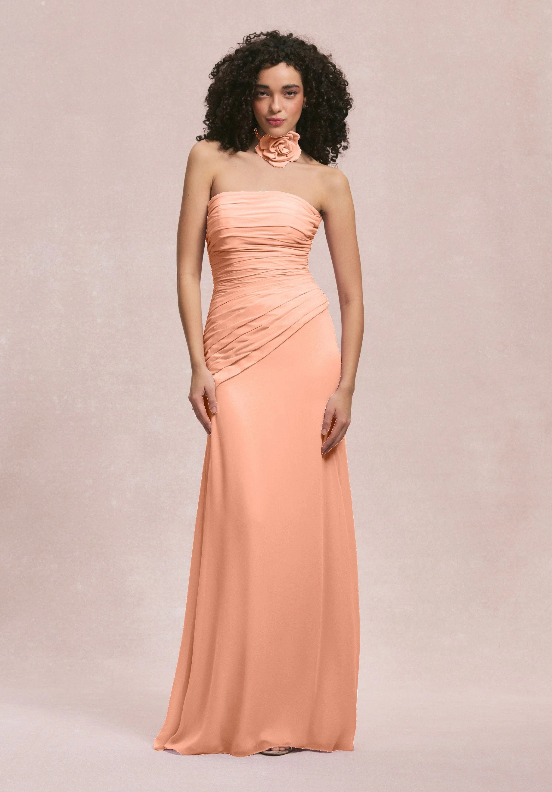Asymmetric Dropped Waist Chiffon Bridesmaid Dress - Image 40