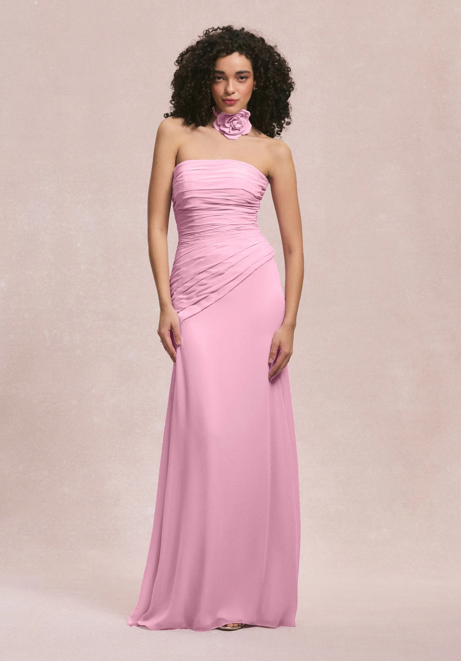 Asymmetric Dropped Waist Chiffon Bridesmaid Dress - Image 41