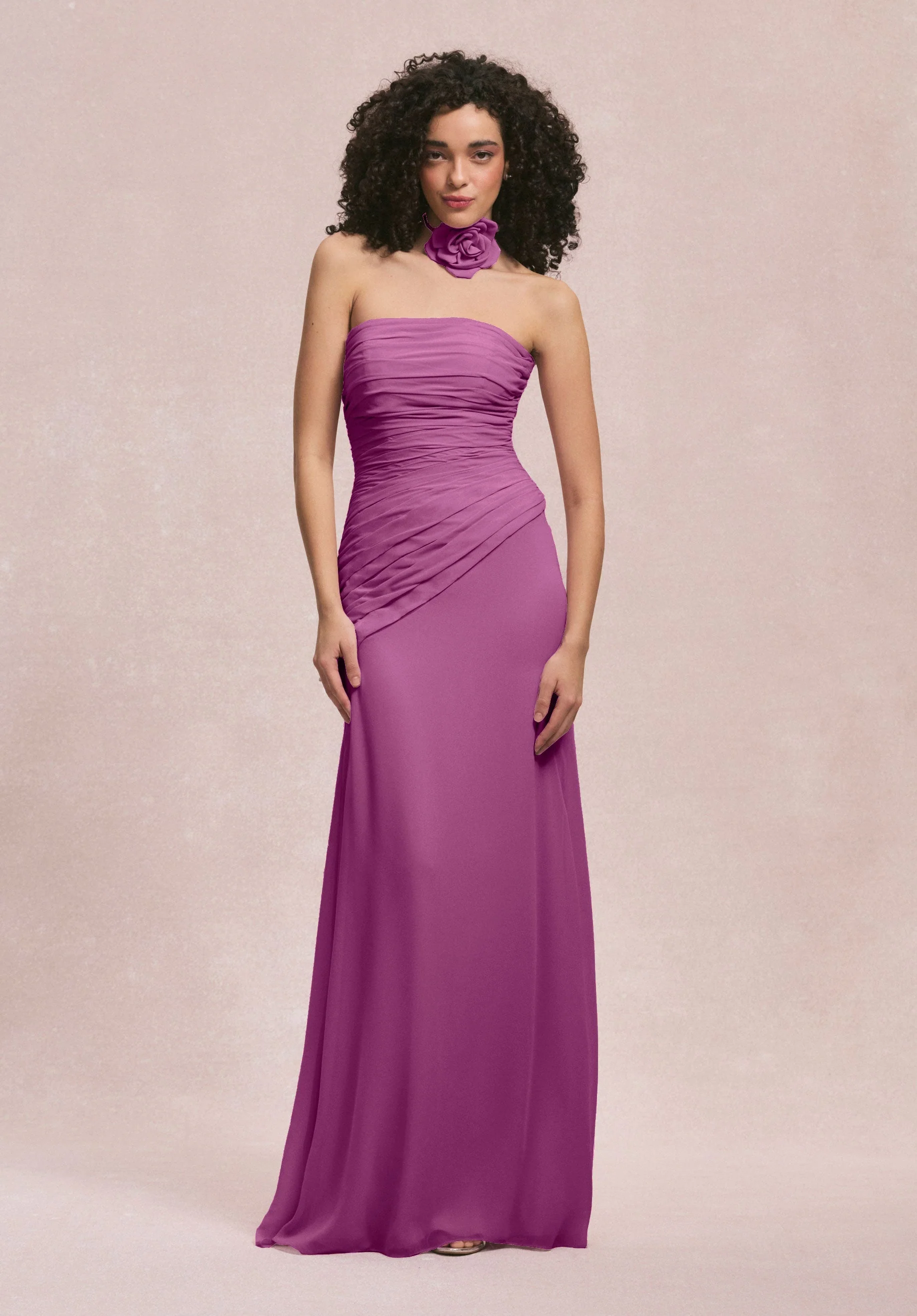 Asymmetric Dropped Waist Chiffon Bridesmaid Dress - Image 42