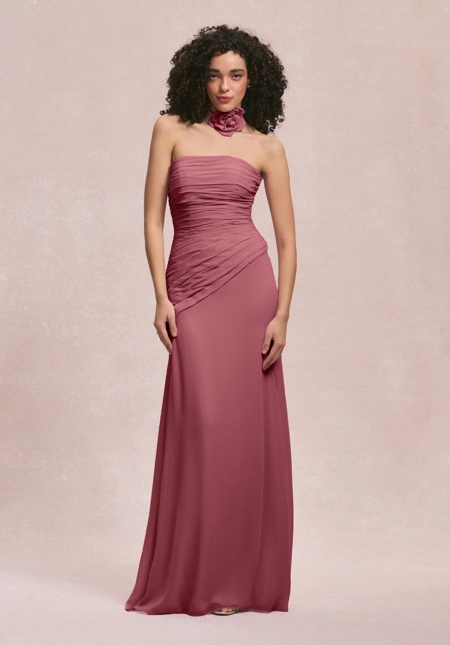Asymmetric Dropped Waist Chiffon Bridesmaid Dress - Image 43