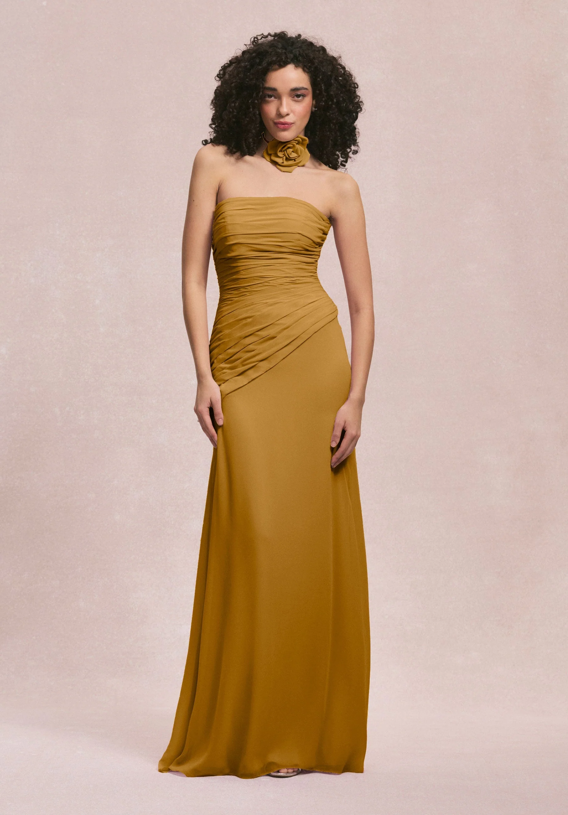 Asymmetric Dropped Waist Chiffon Bridesmaid Dress - Image 44