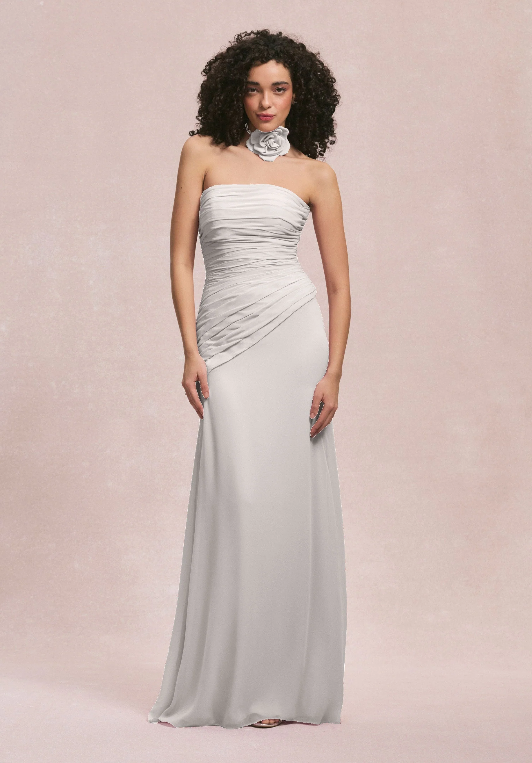 Asymmetric Dropped Waist Chiffon Bridesmaid Dress - Image 48