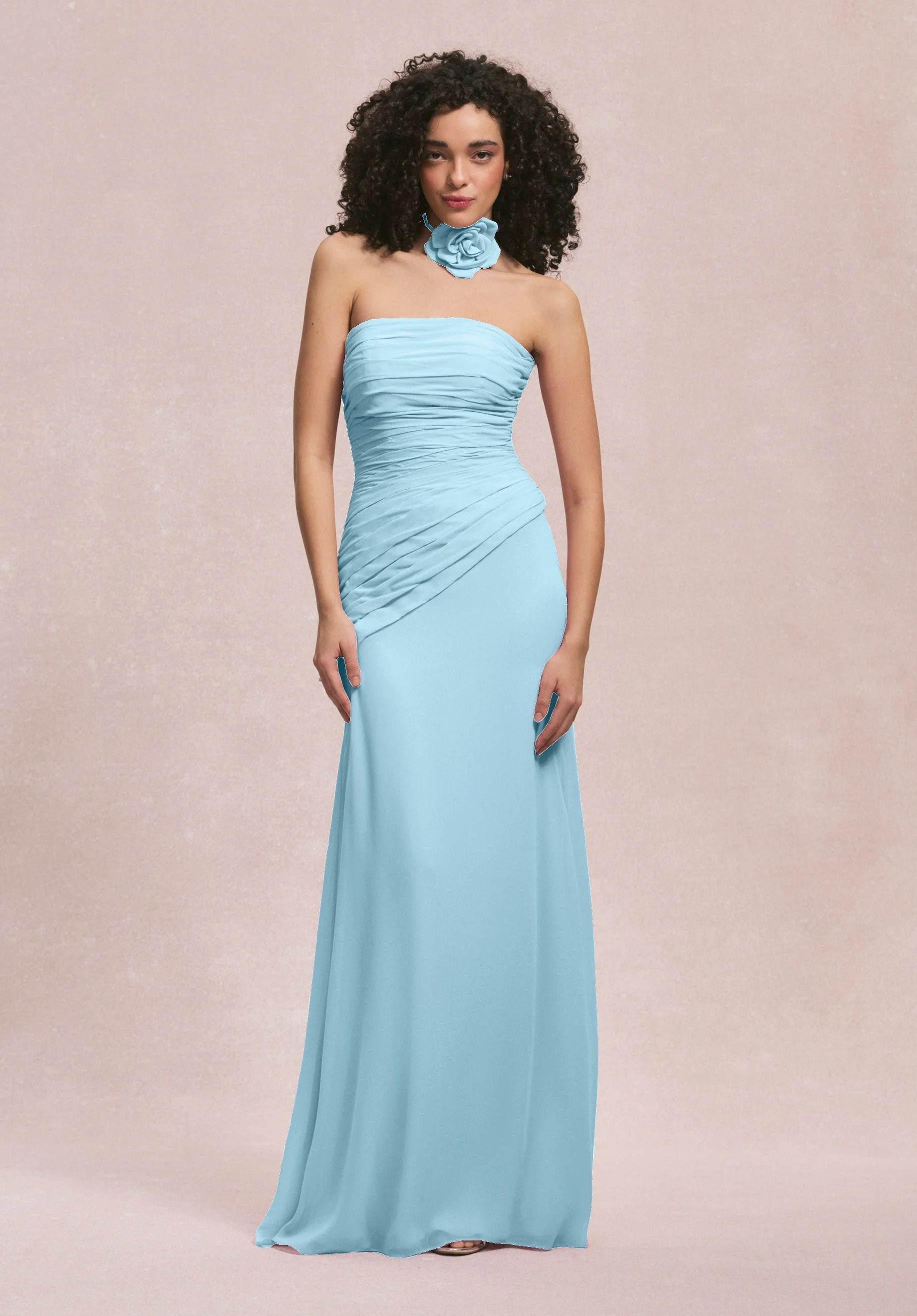 Asymmetric Dropped Waist Chiffon Bridesmaid Dress - Image 49