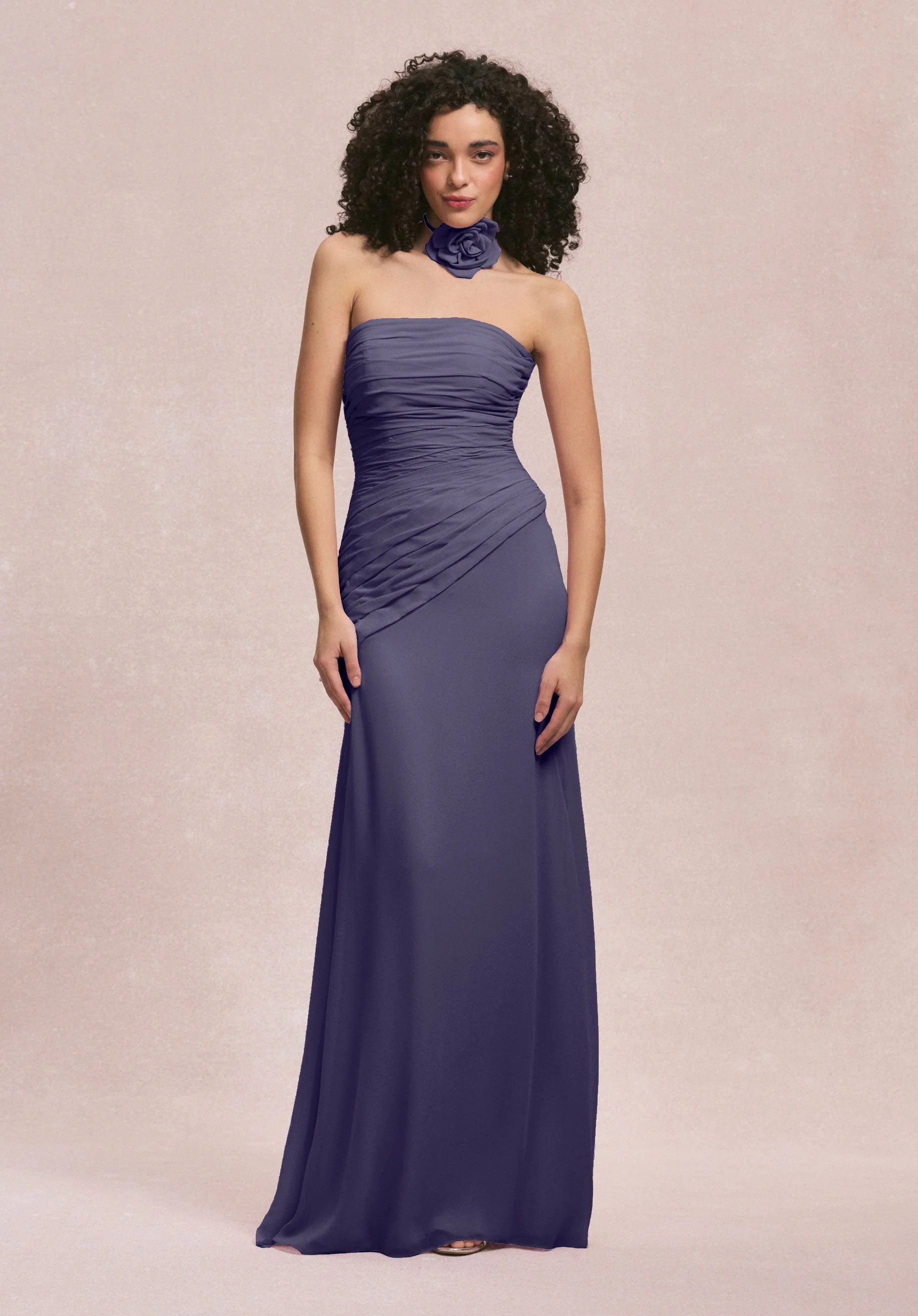 Asymmetric Dropped Waist Chiffon Bridesmaid Dress - Image 53