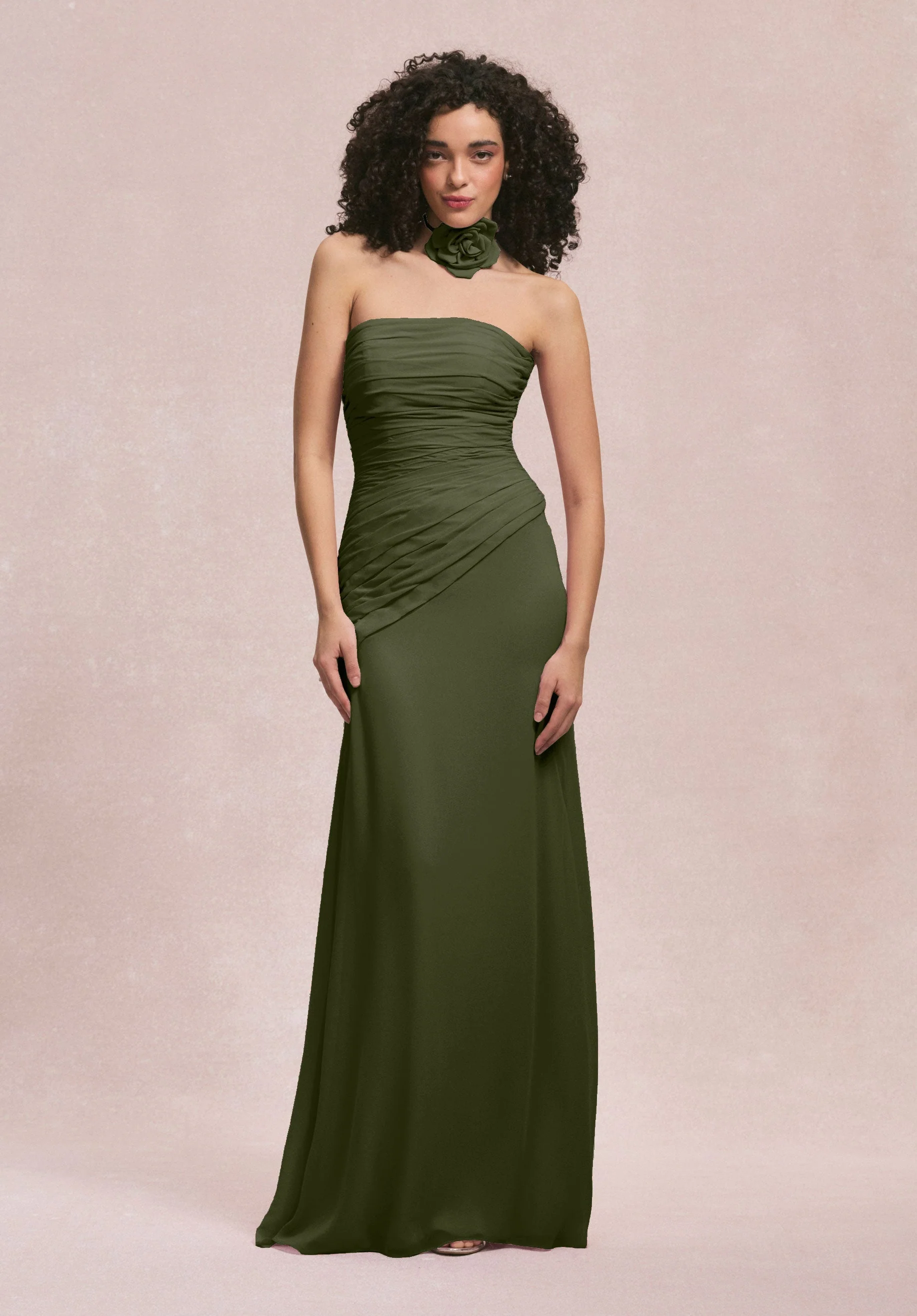 Asymmetric Dropped Waist Chiffon Bridesmaid Dress - Image 56