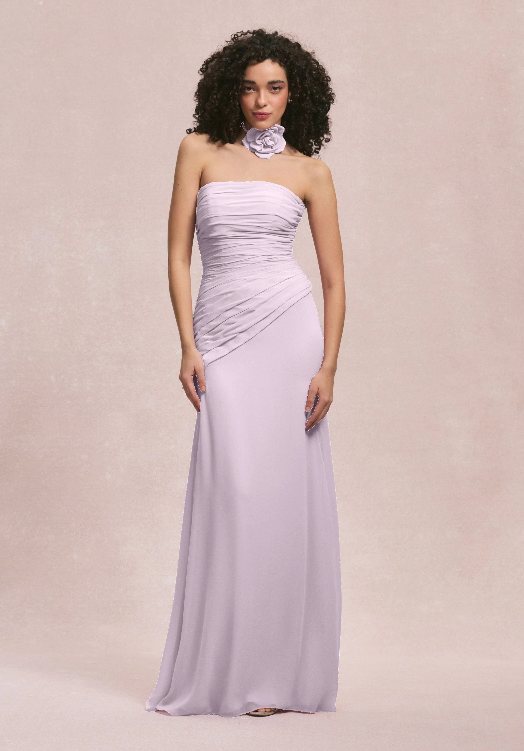 Asymmetric Dropped Waist Chiffon Bridesmaid Dress - Image 59