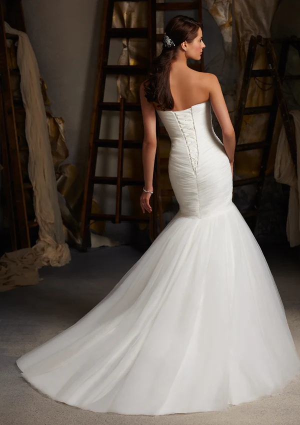 Asymmetrically Draped Net Morilee Bridal Wedding Dress - Image 3