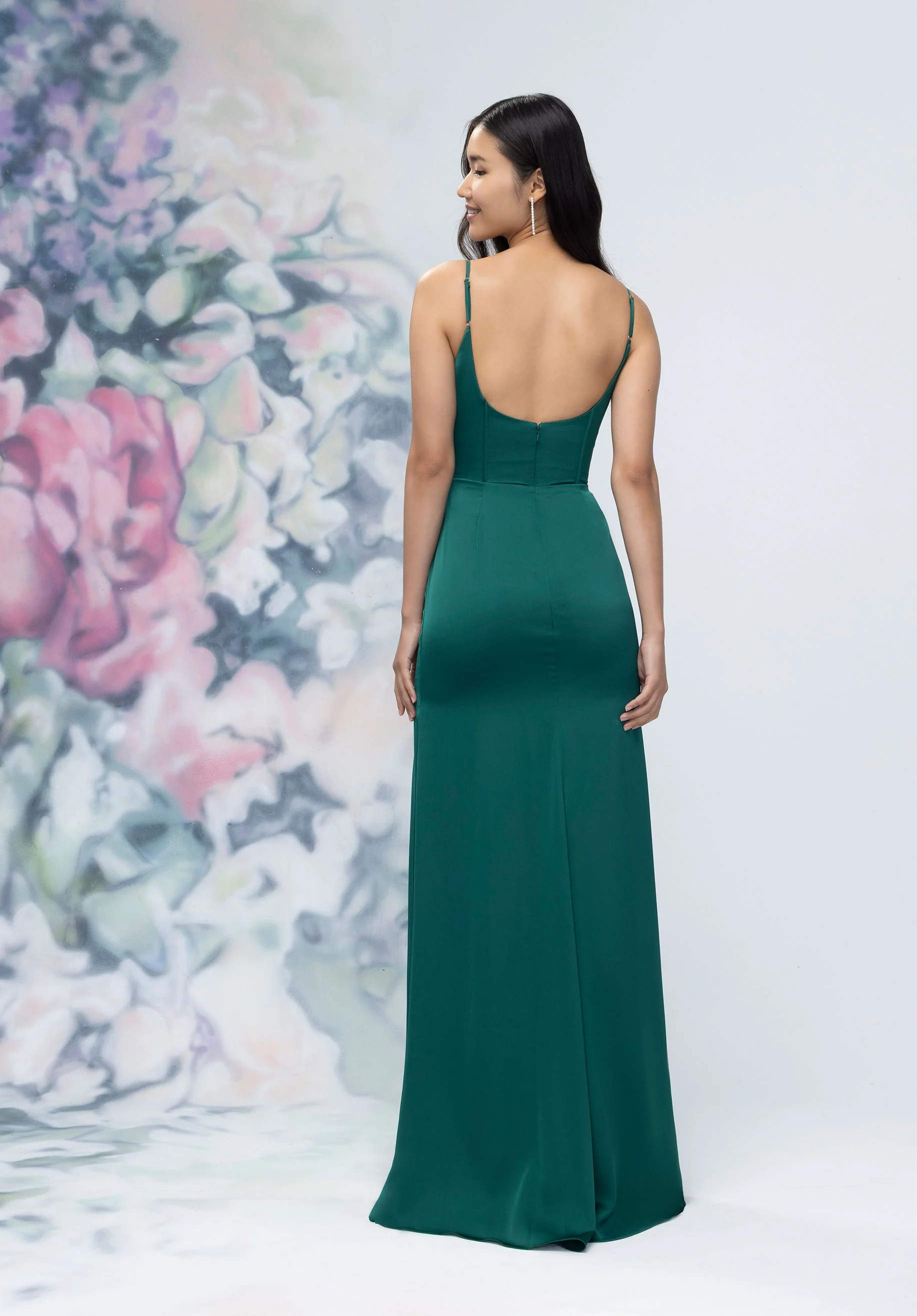Basque Waist Luxe Satin Bridesmaid Dress with Boned Bodice - Image 4