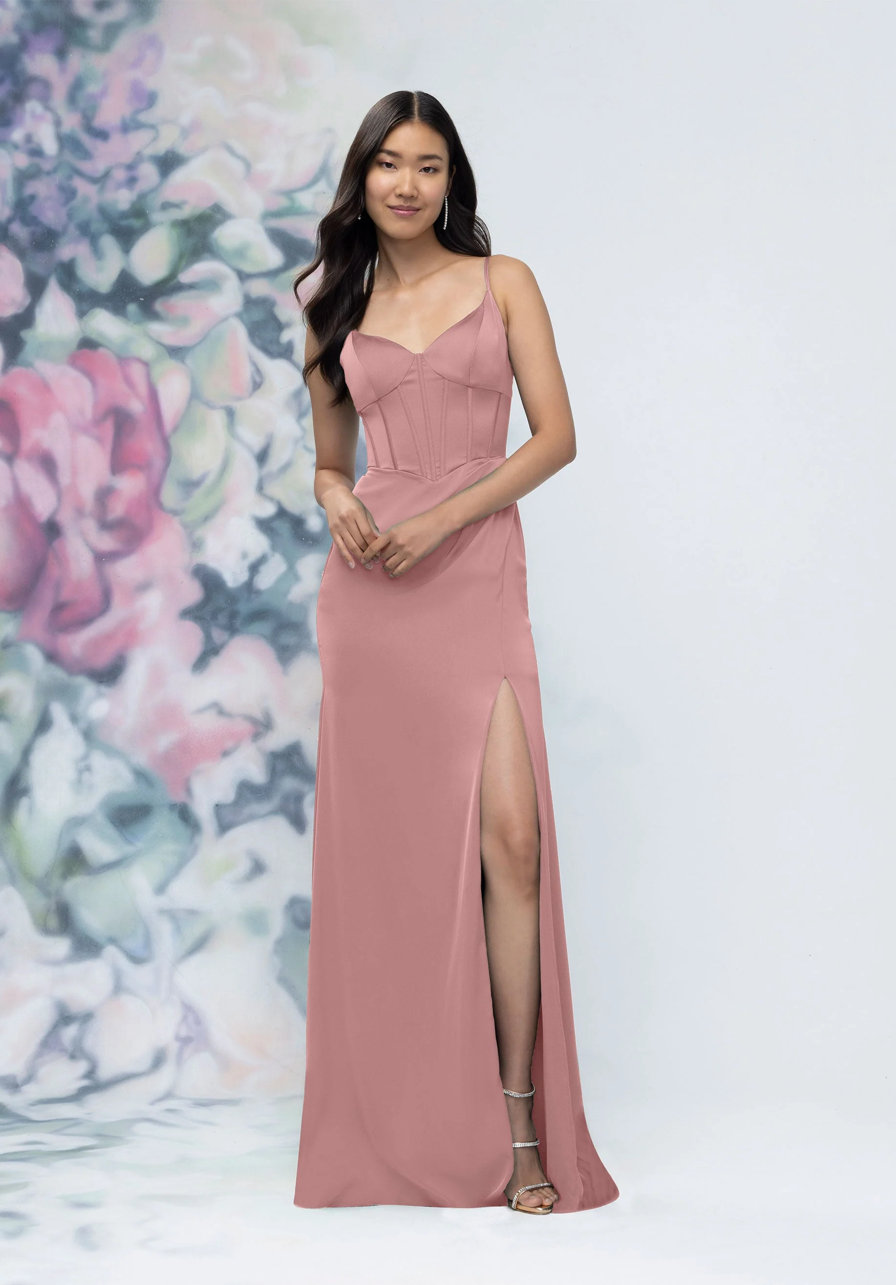 Basque Waist Luxe Satin Bridesmaid Dress with Boned Bodice - Image 9