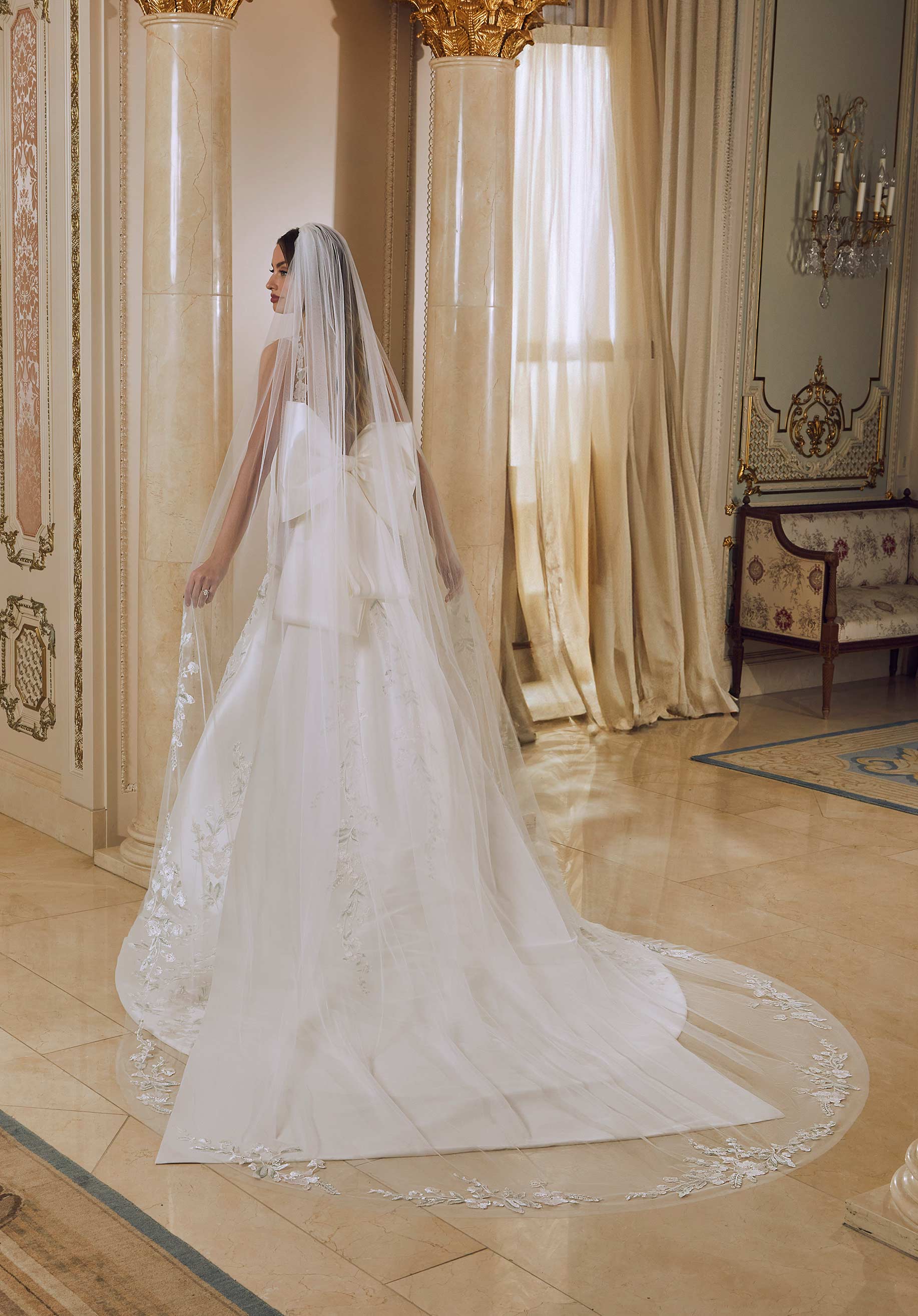 Beaded Embroidered Lace Veil