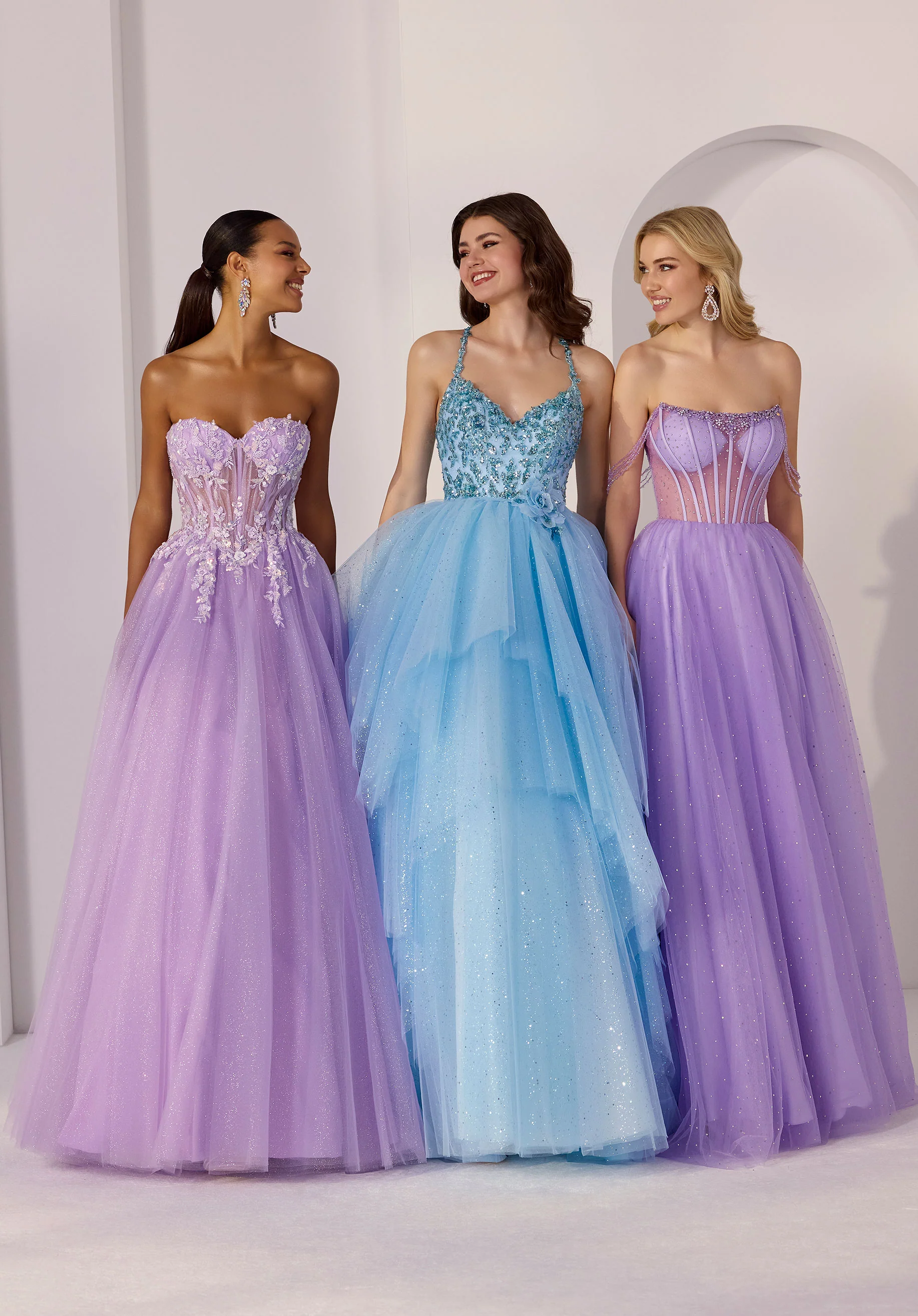 Beaded Lace and Handkerchief Glitter Tulle A-Line Party Dress - Image 5