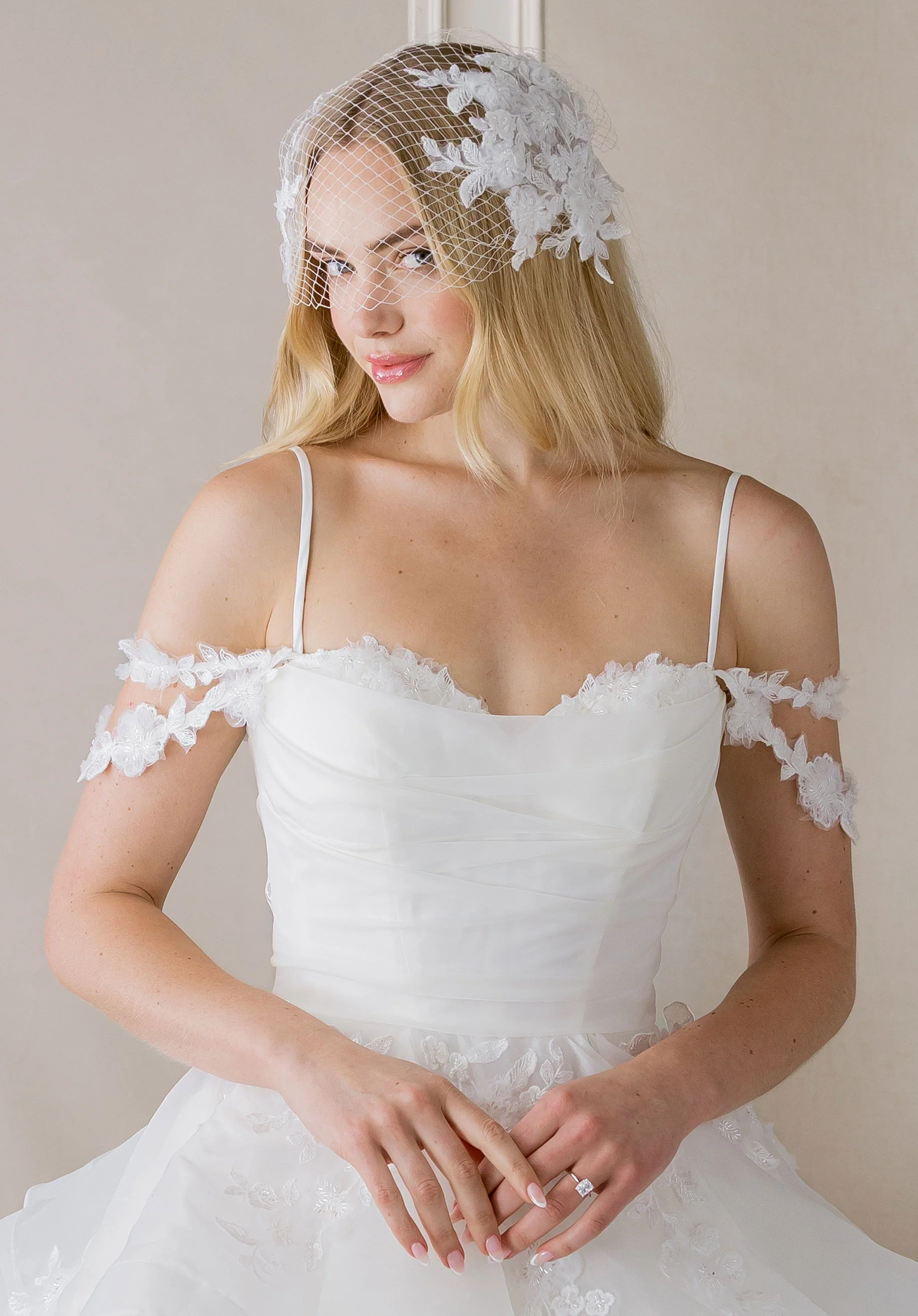 Birdcage Veil with Lace Appliqué