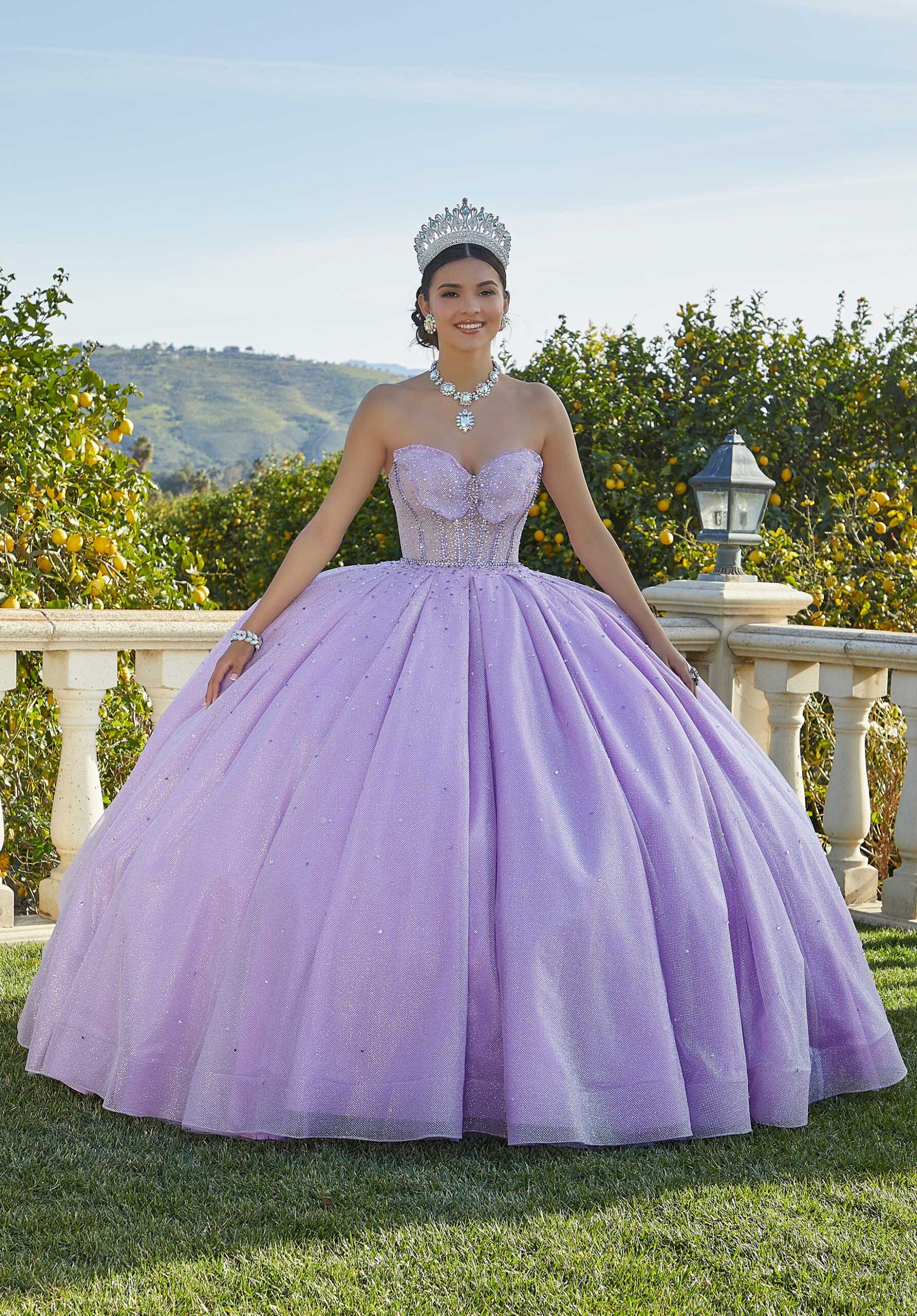 Butterfly Quinceañera Dress with Rhinestones and Crystal Beading