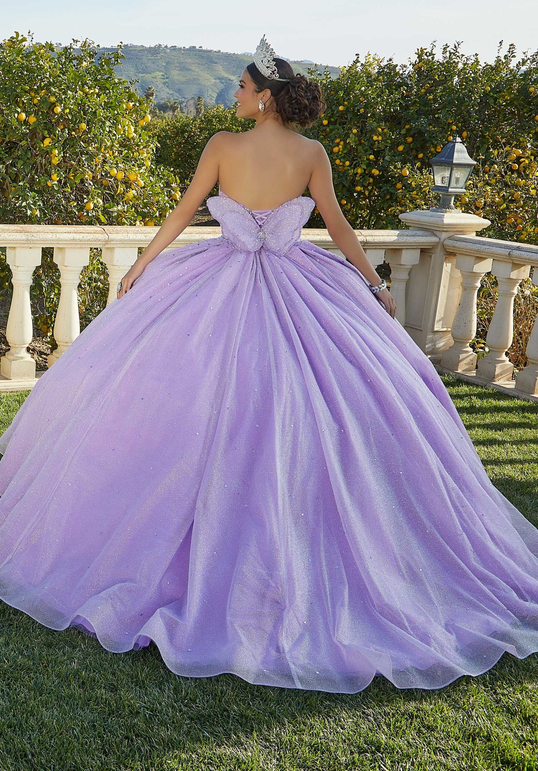 Butterfly Quinceañera Dress with Rhinestones and Crystal Beading - Image 3