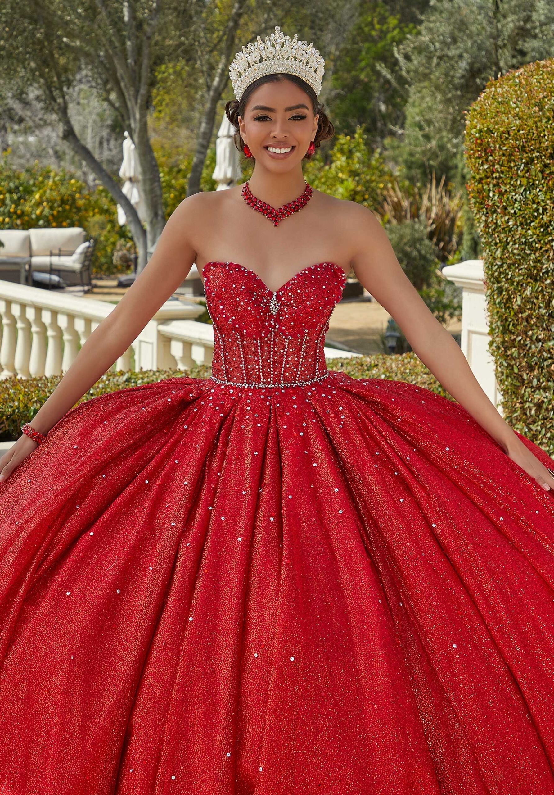 Butterfly Quinceañera Dress with Rhinestones and Crystal Beading - Image 5