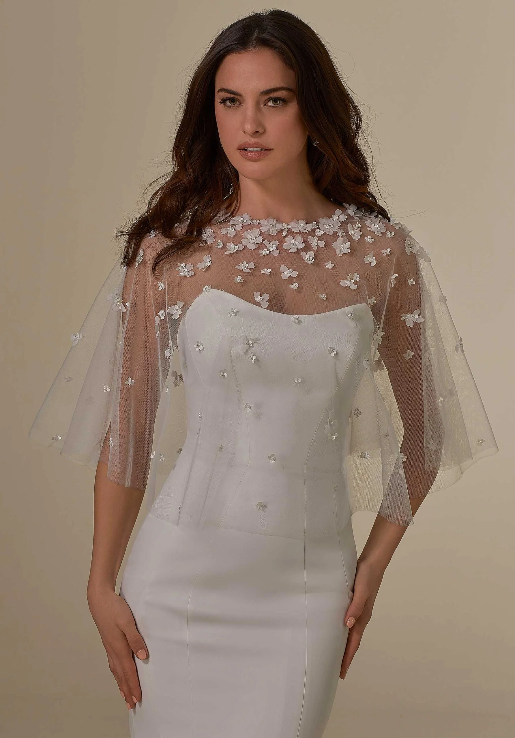 Capelet with Three-Dimensional Appliqués and Pearl Beading