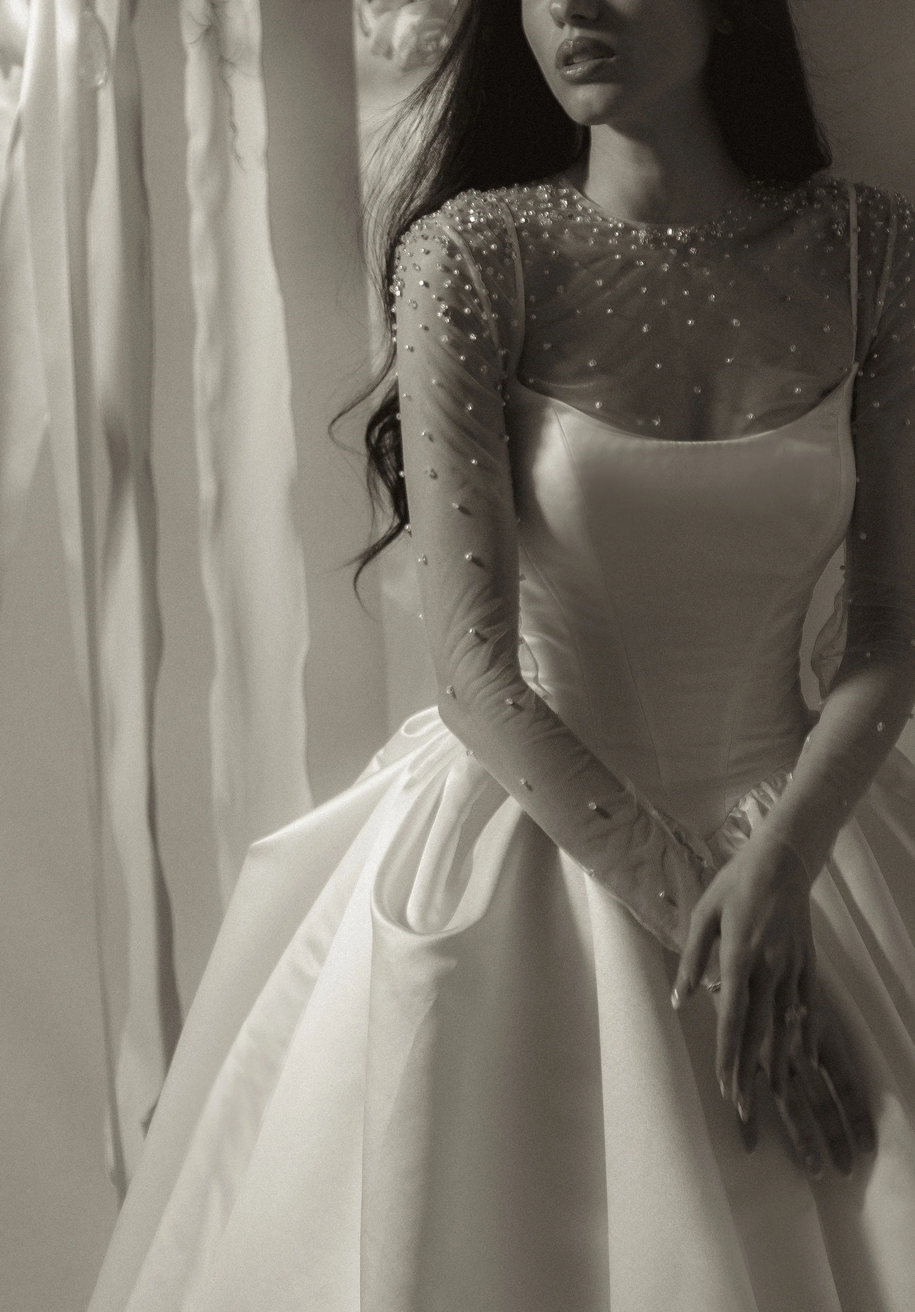 Cascading Pearl Tulle T-Shirt
