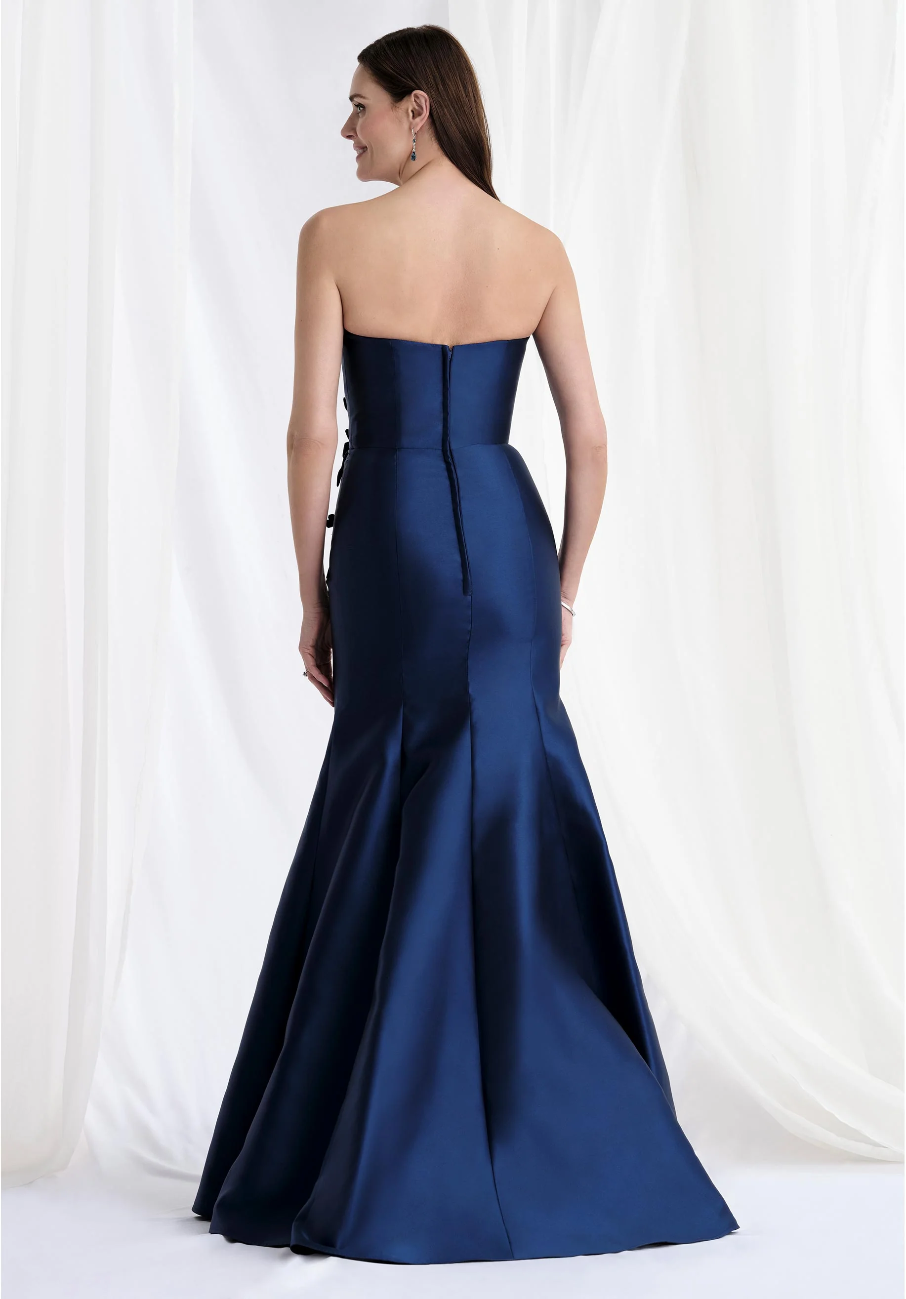 Cat Eye Column Mikado Evening Gown with Detachable Overskirt - Image 10