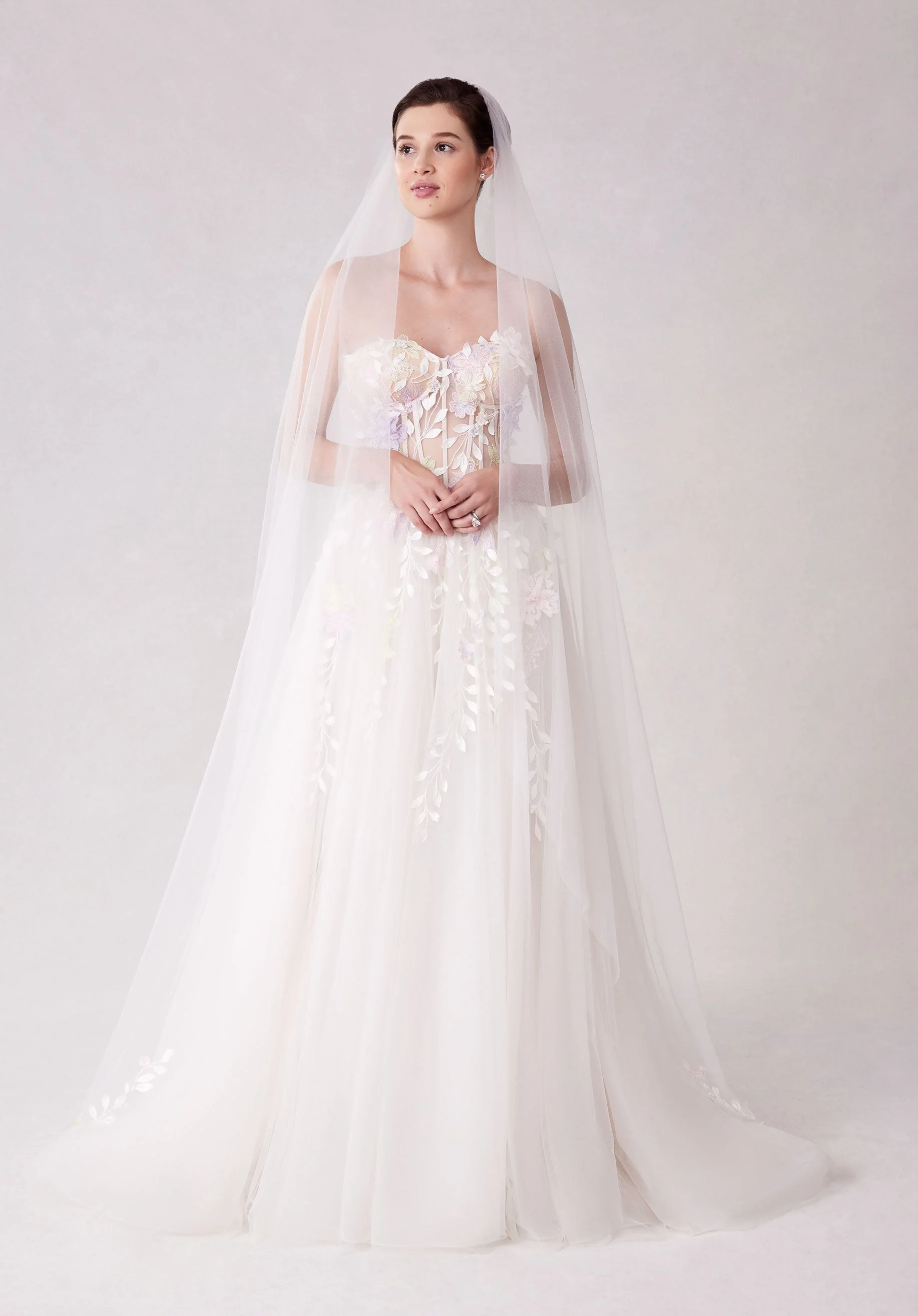 Cathedral Length Three Dimensional Floral Tulle Veil
