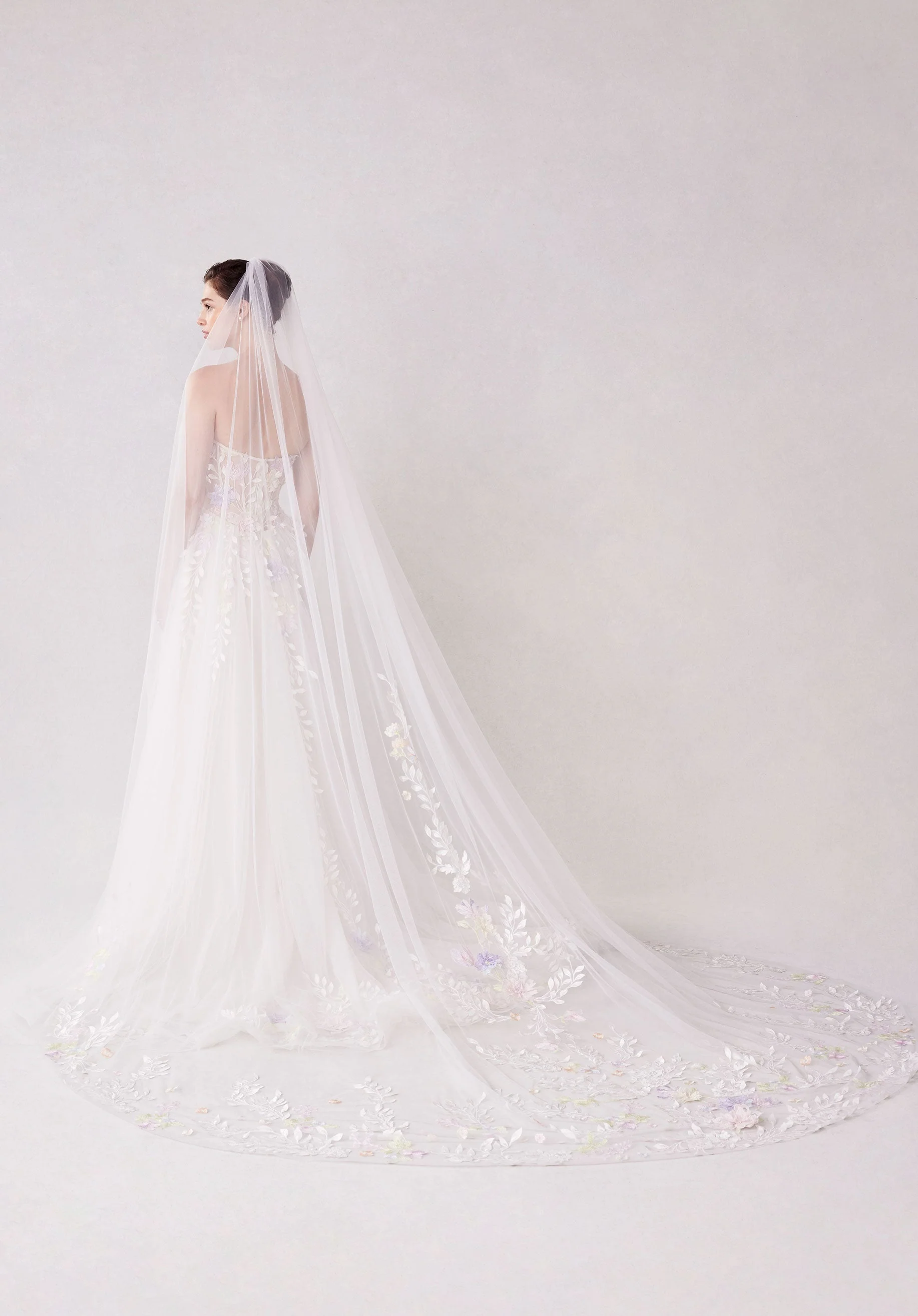 Cathedral Length Three Dimensional Floral Tulle Veil - Image 2