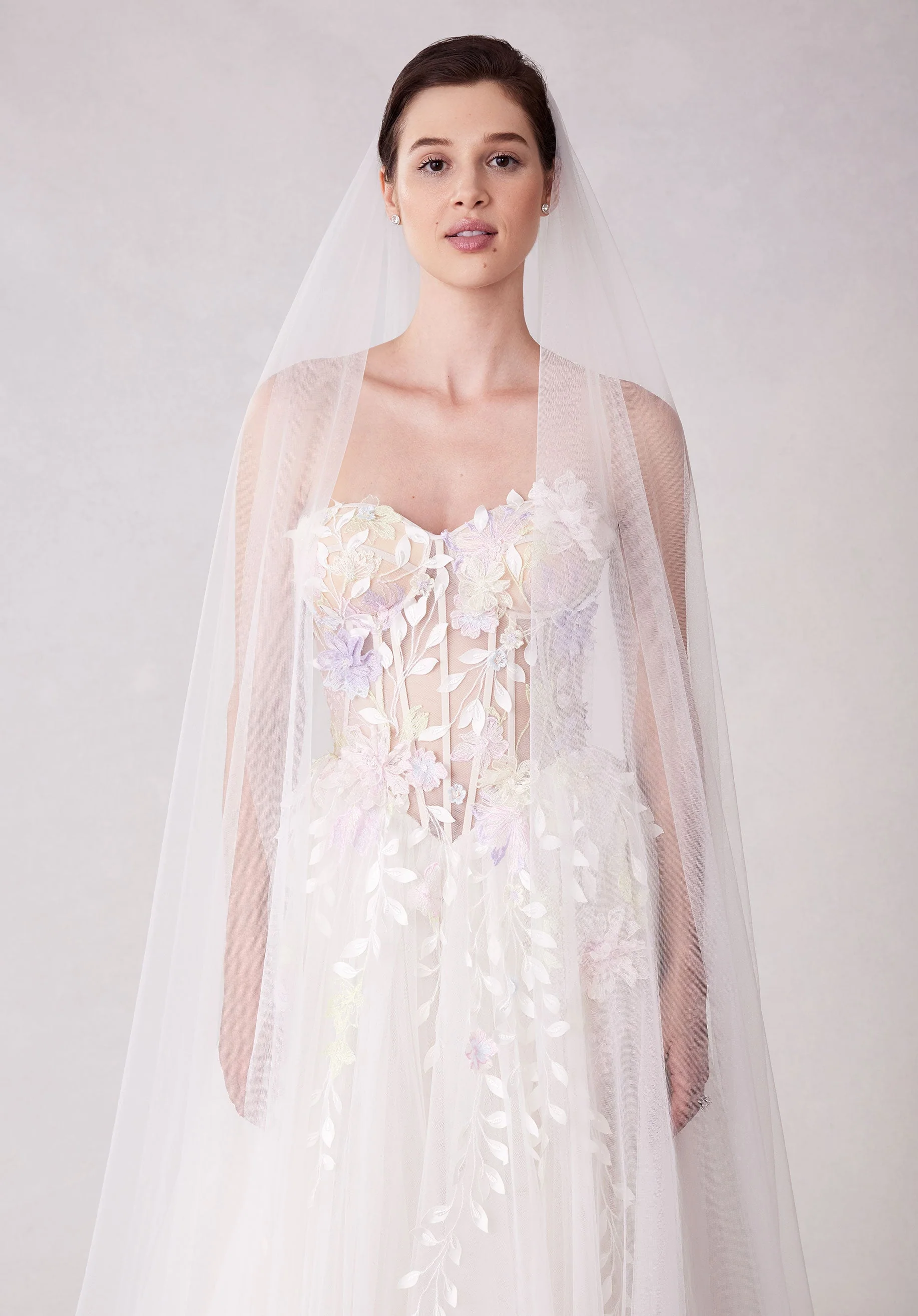 Cathedral Length Three Dimensional Floral Tulle Veil - Image 4