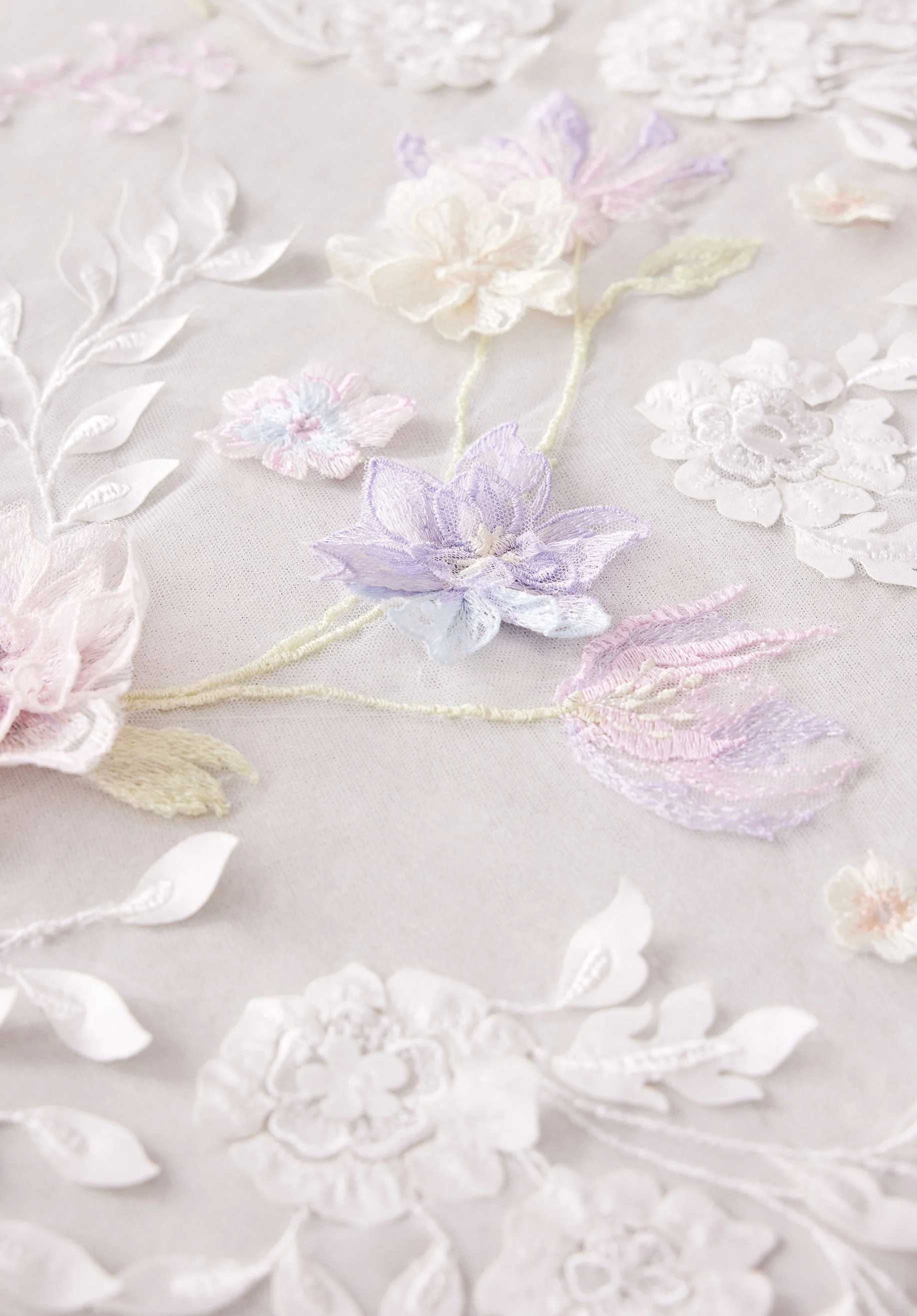 Cathedral Length Three Dimensional Floral Tulle Veil - Image 5