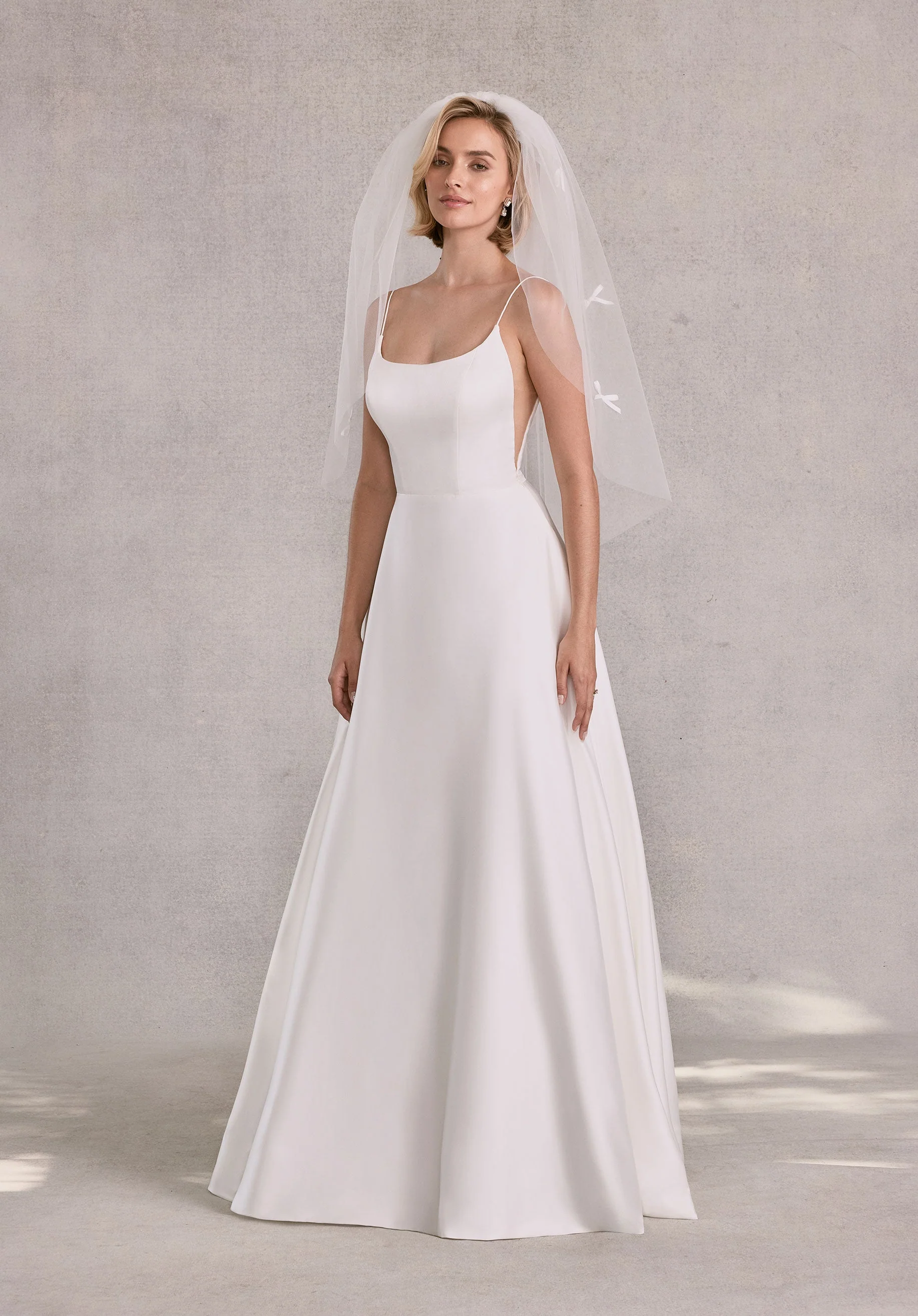 Elbow Length Tulle Veil with Scattered Satin Bows