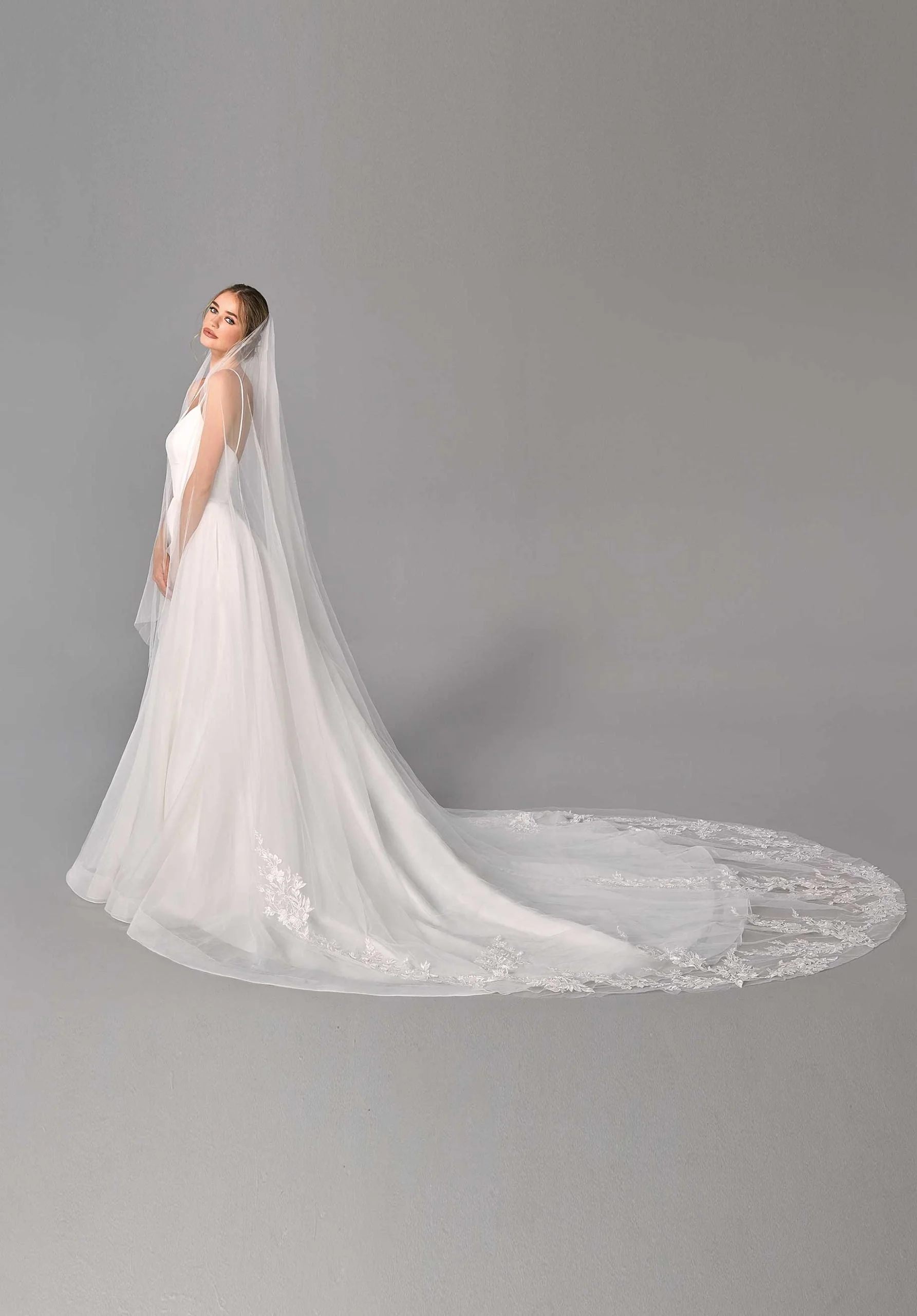 Cathedral Length Veil with Botanical Frosted Lace