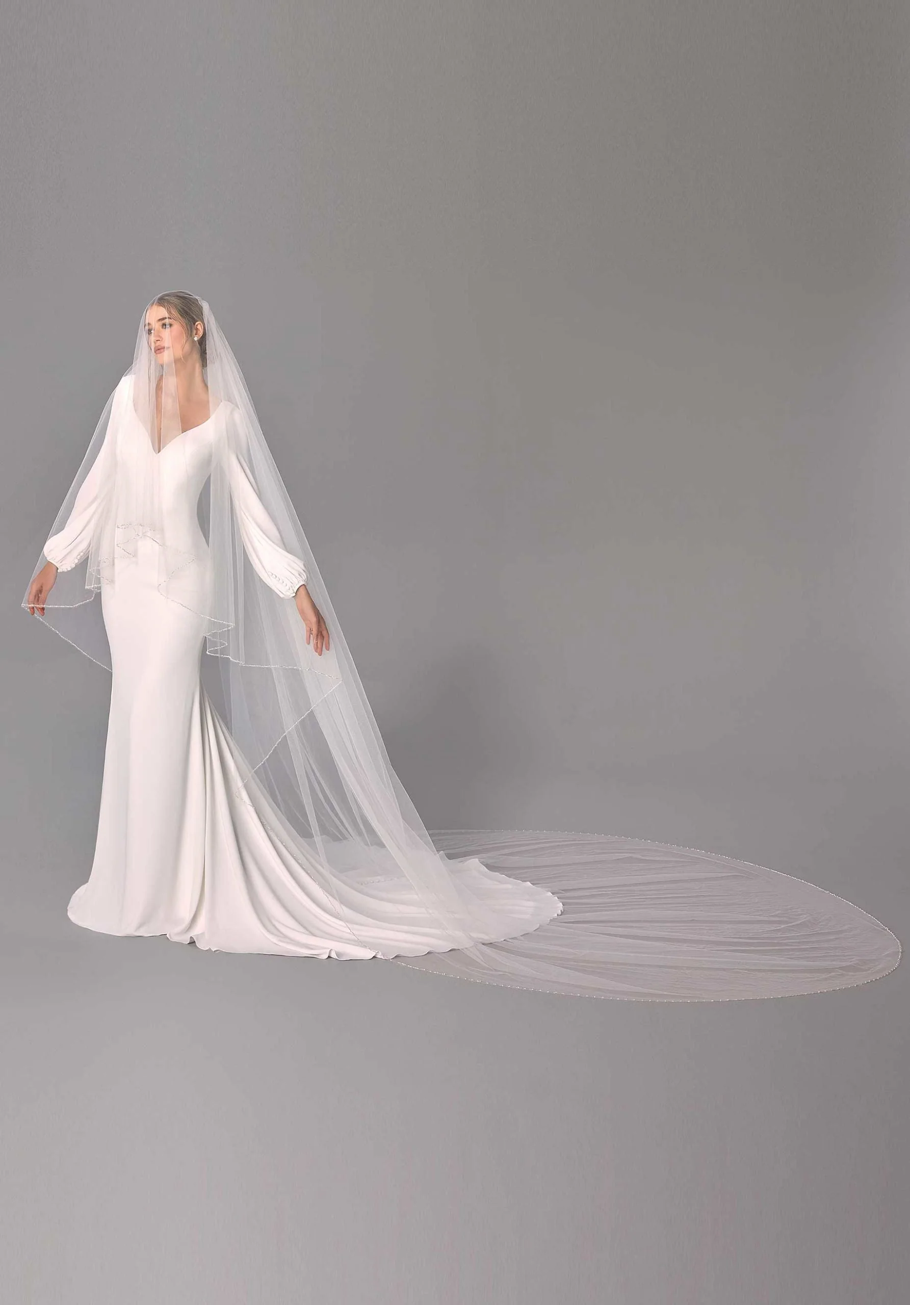 Cathedral Length Veil with Bugle Beading