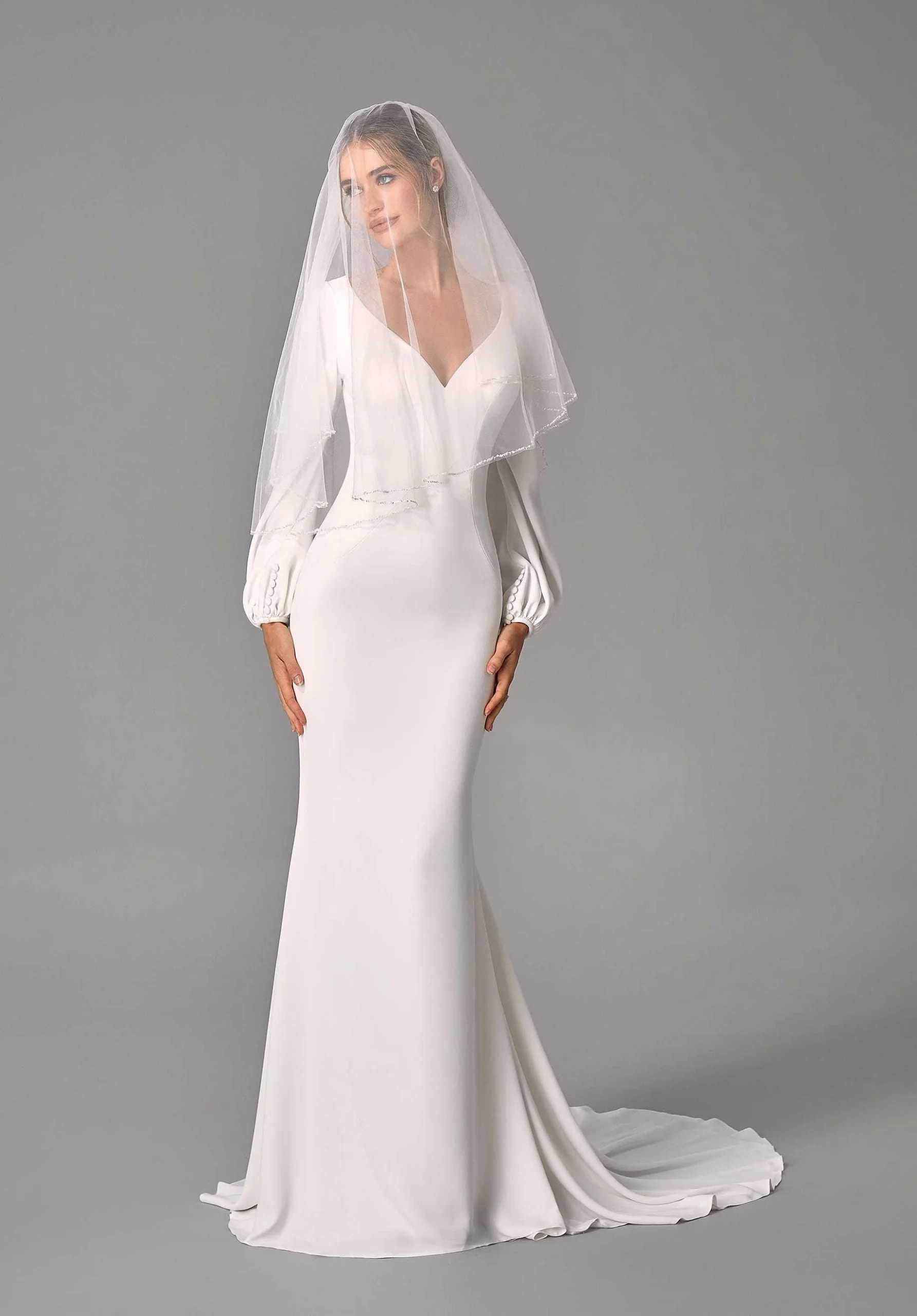 Cathedral Length Veil with Bugle Beading - Image 2