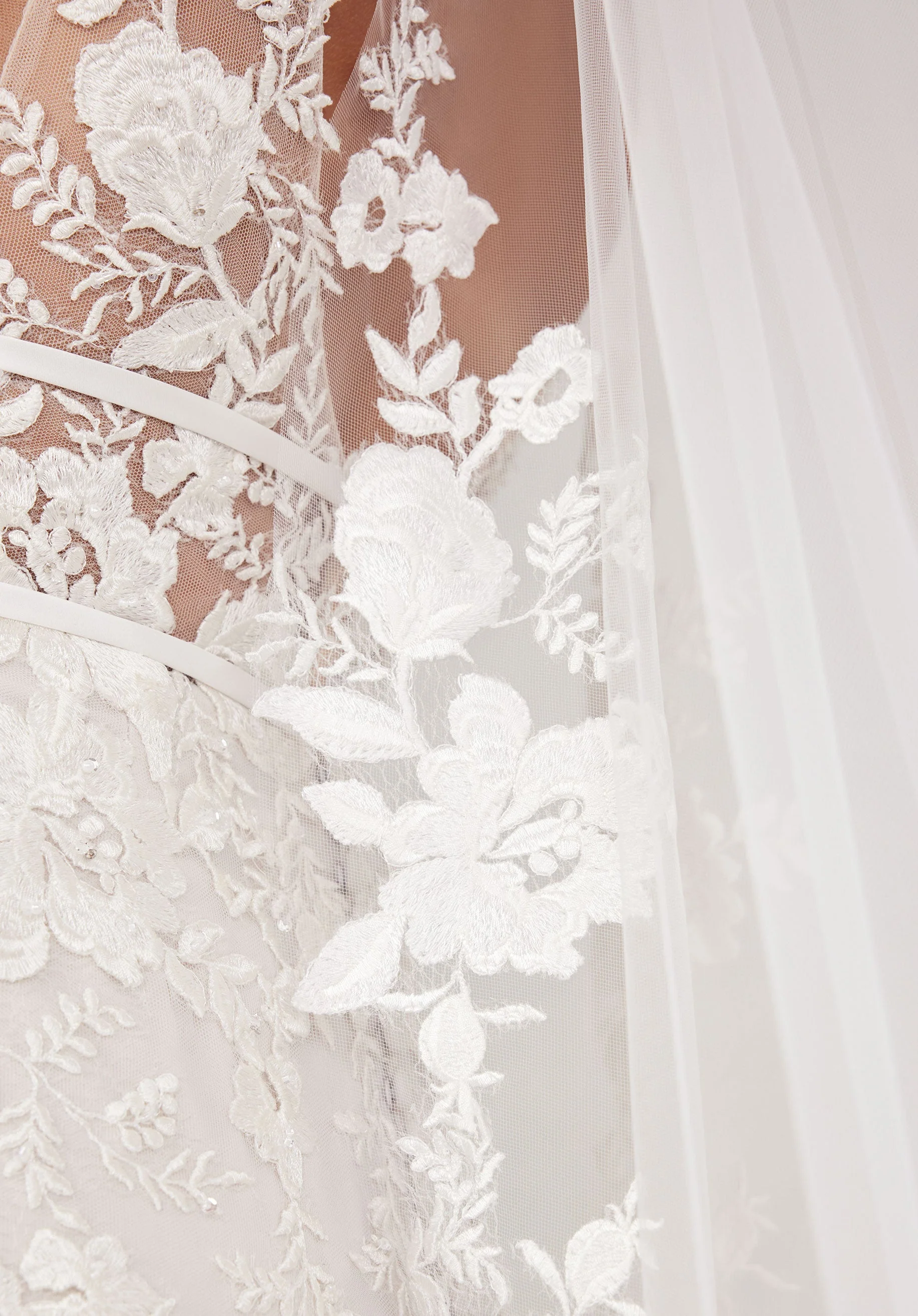Cathedral Length Veil with Colorful Embroidered Floral Appliqués - Image 8