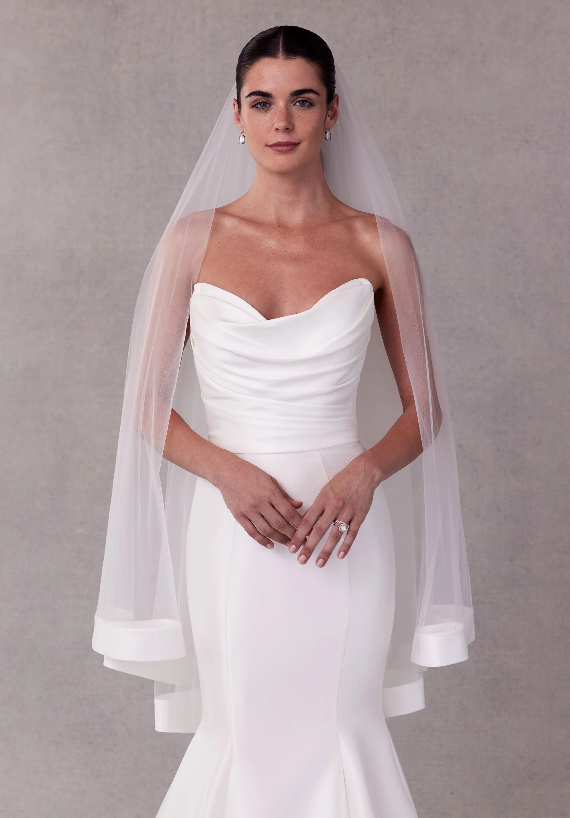 Fingertip Length Veil with Satin Edge