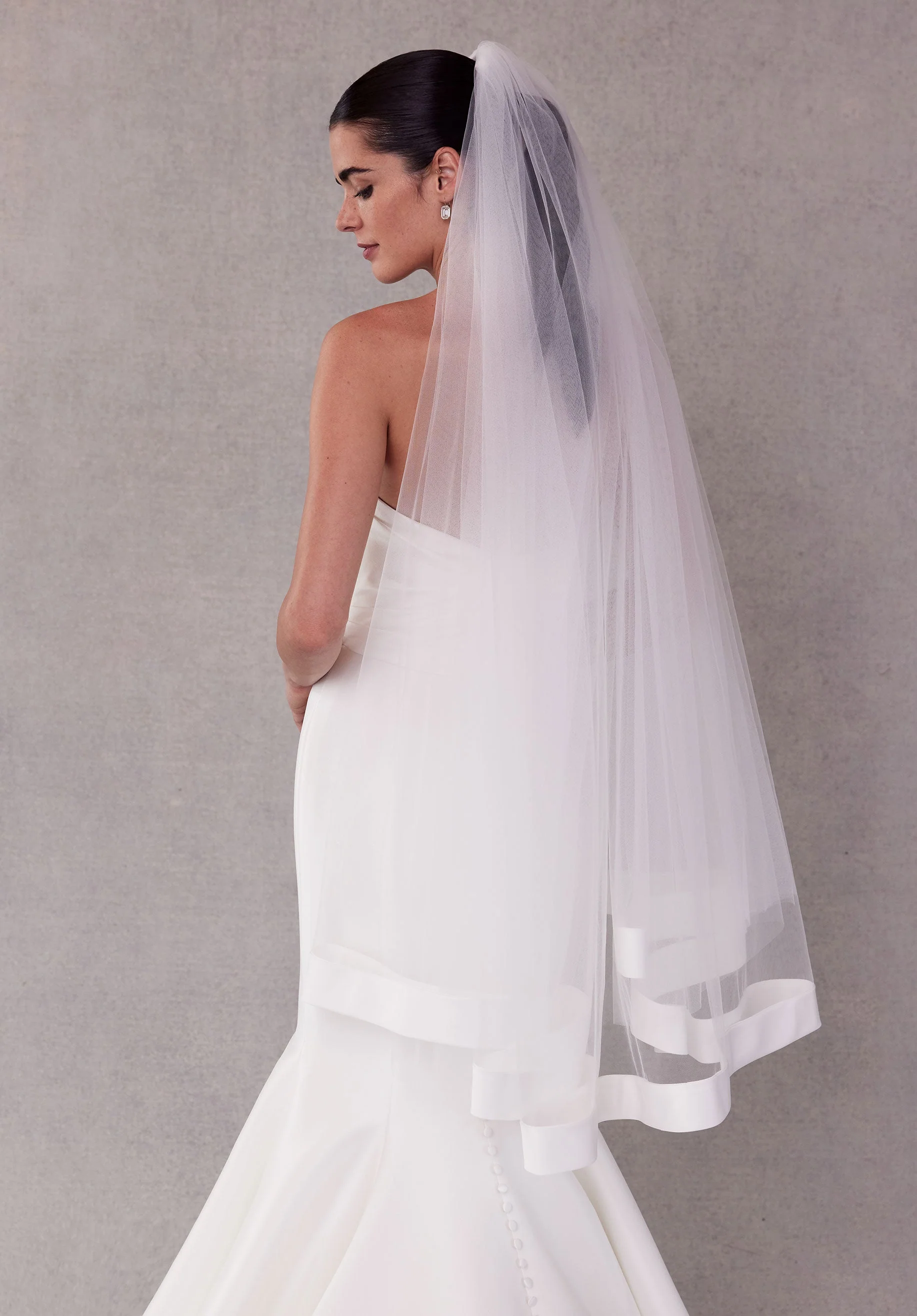 Fingertip Length Veil with Satin Edge - Image 2