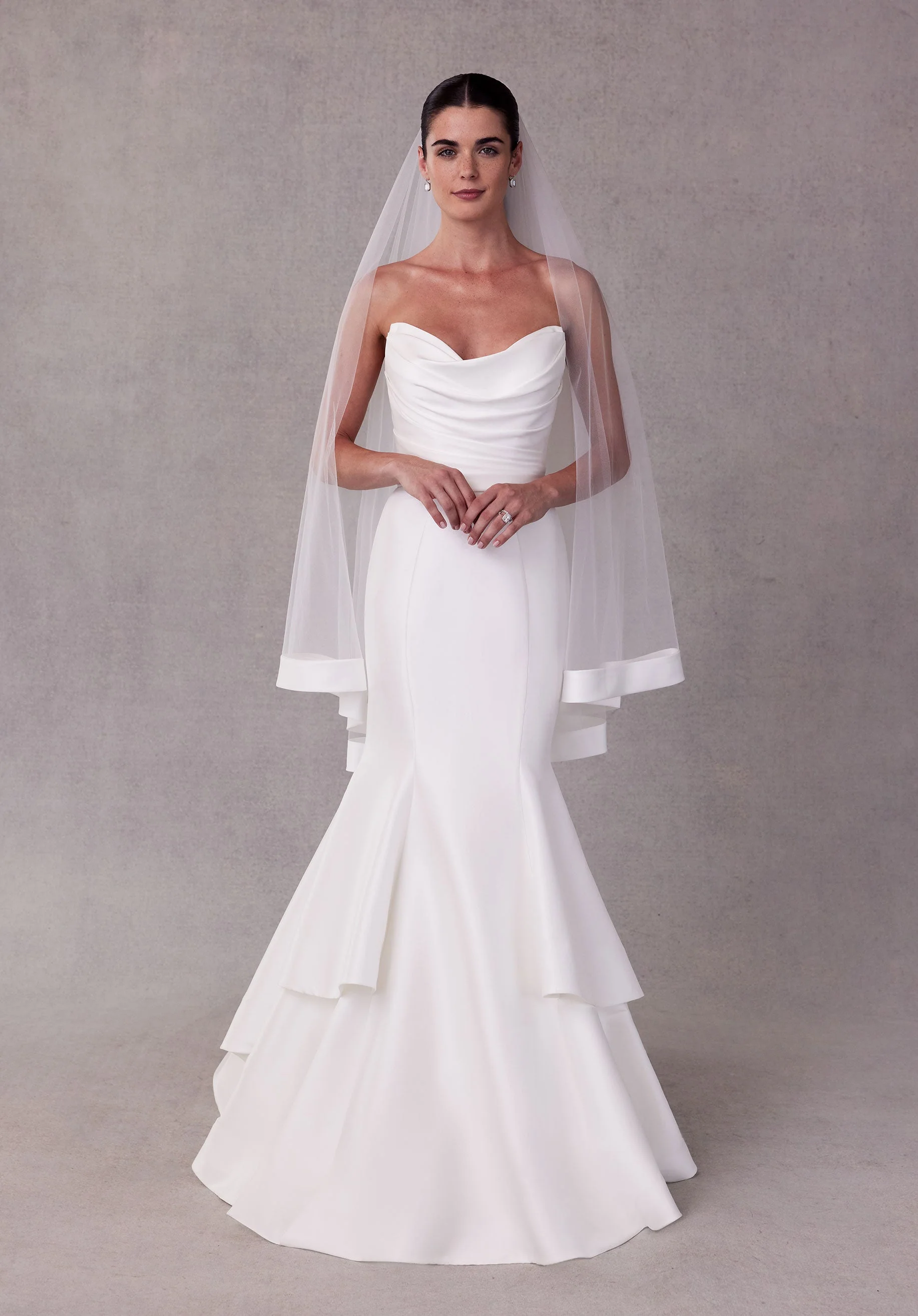 Fingertip Length Veil with Satin Edge - Image 3