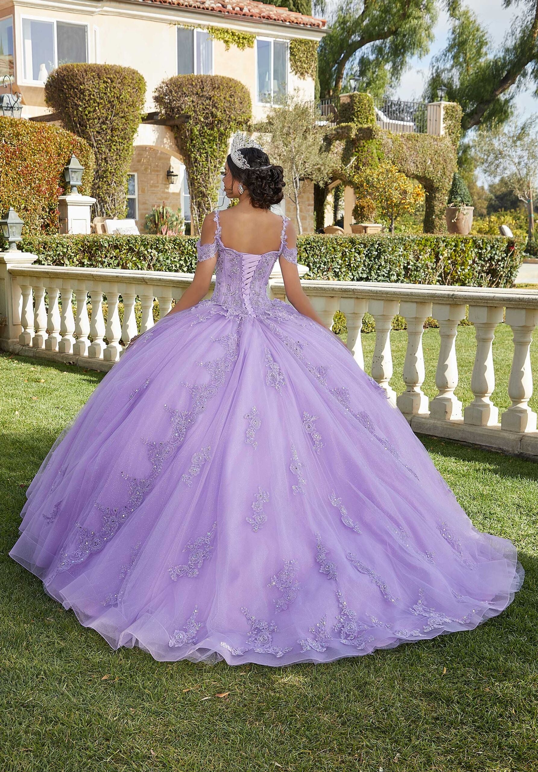 Chantilly Lace and Sparkle Tulle Quinceañera Dress - Image 3