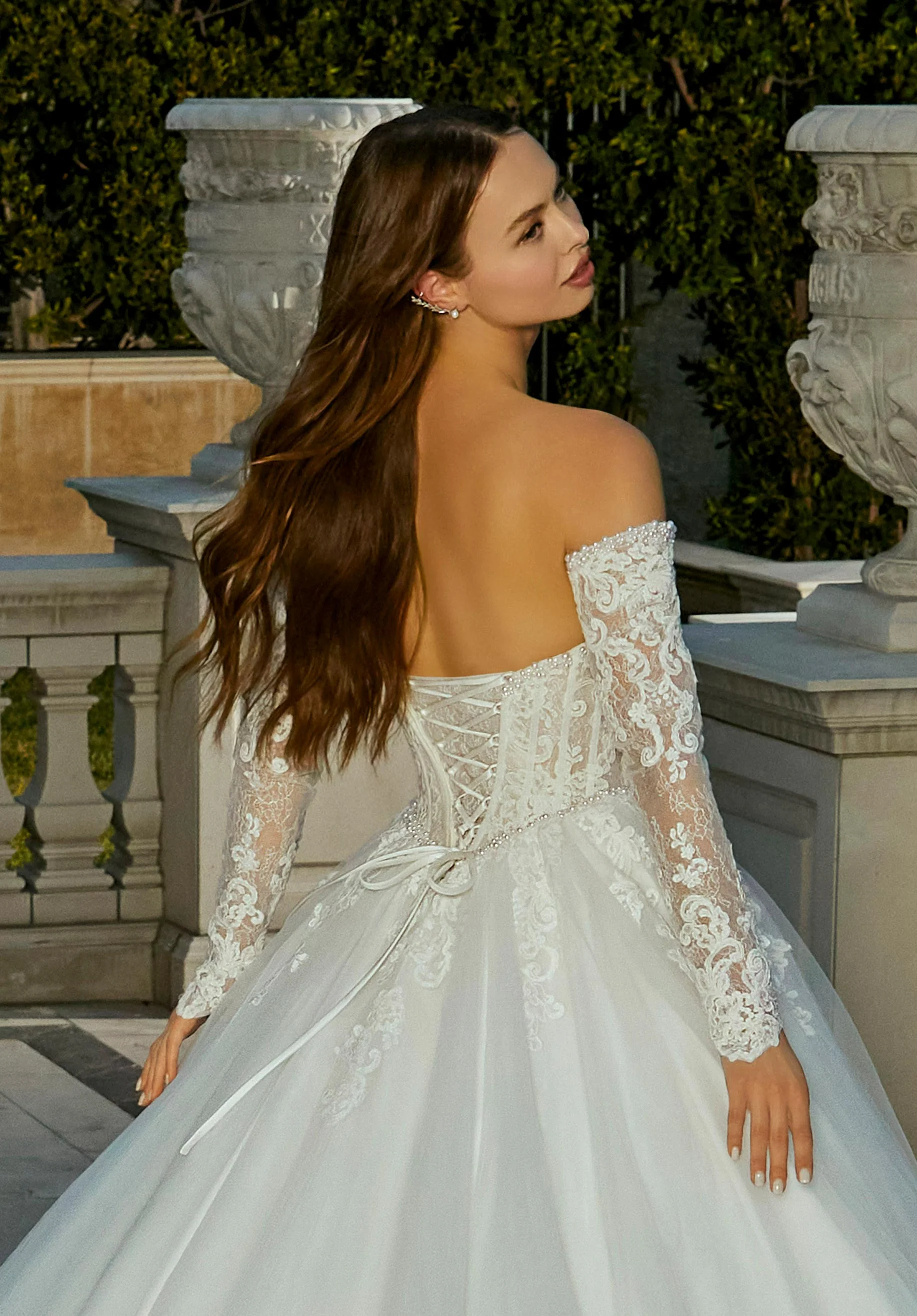 Chantilly Lace Long Sleeves with Pearls - Image 2
